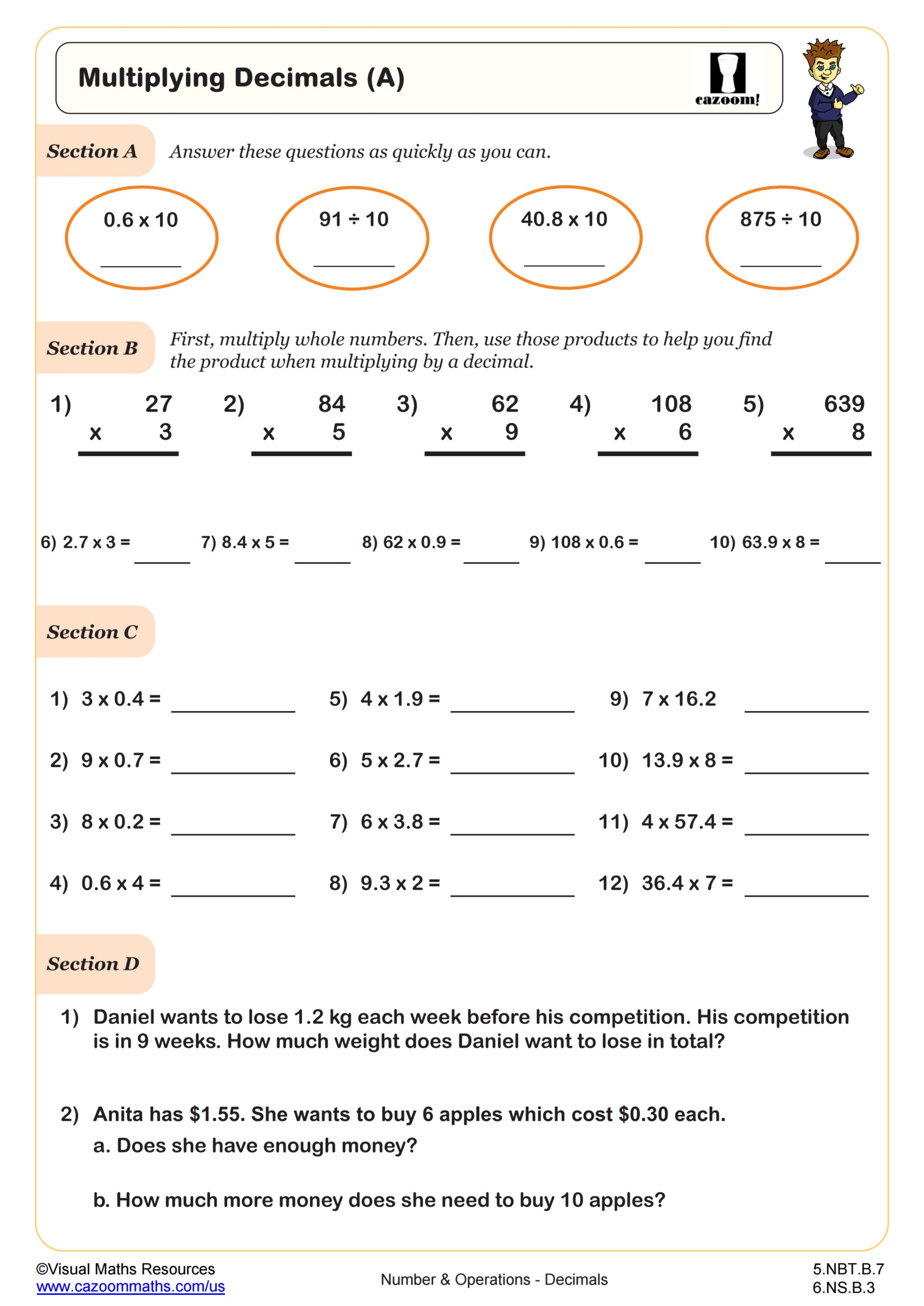 Multiplying Decimals Worksheet PDF Printable Number U0026 Operations Multiplying Decimals Worksheet PDF Printable Number U0026 Operations