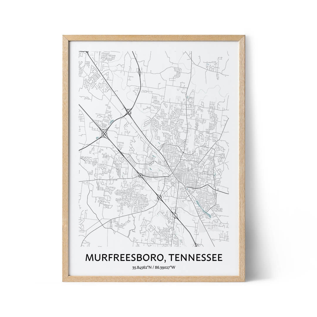 Murfreesboro Map Poster Your City Map Art Positive Prints