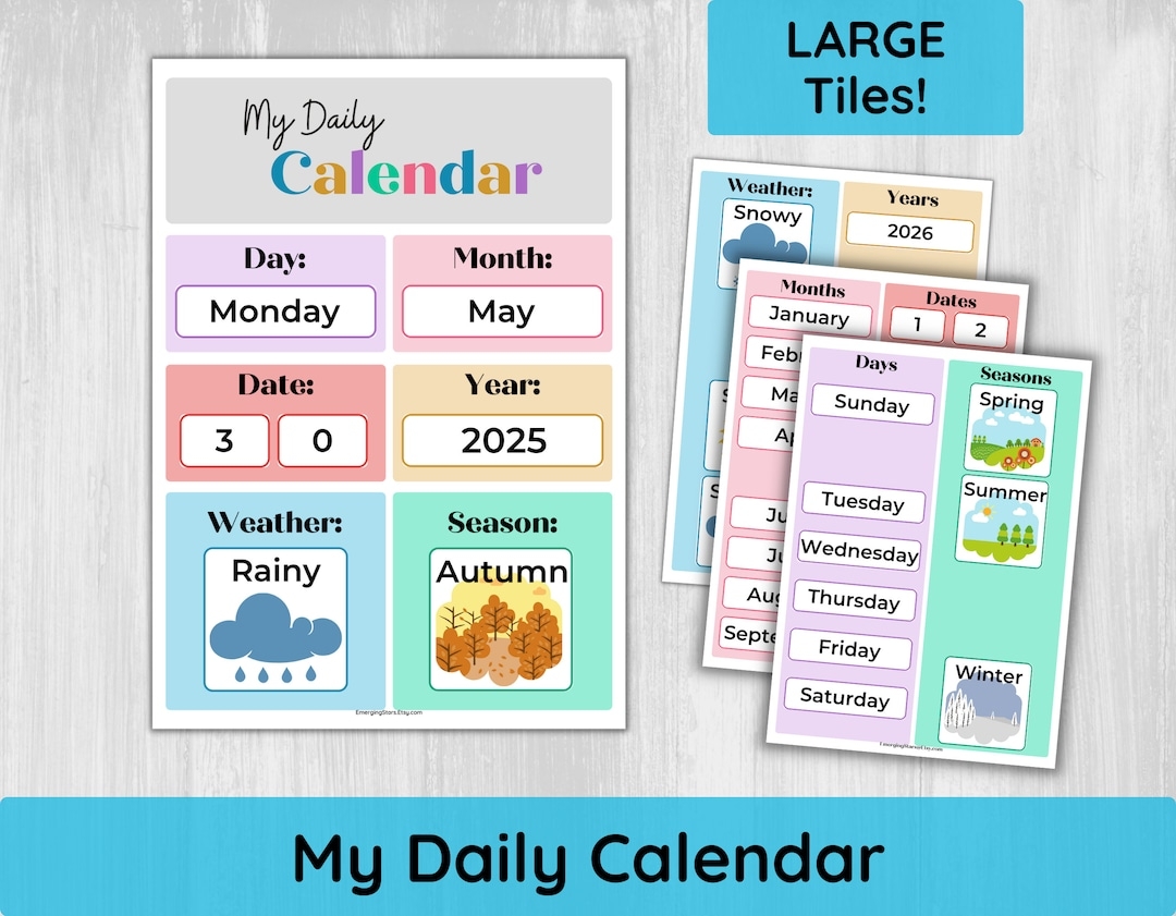 My Daily Calendar Montessori Interactive Calendar Morning Routine For Children To Learn About The Weather Days Months Dates Seasons Etsy
