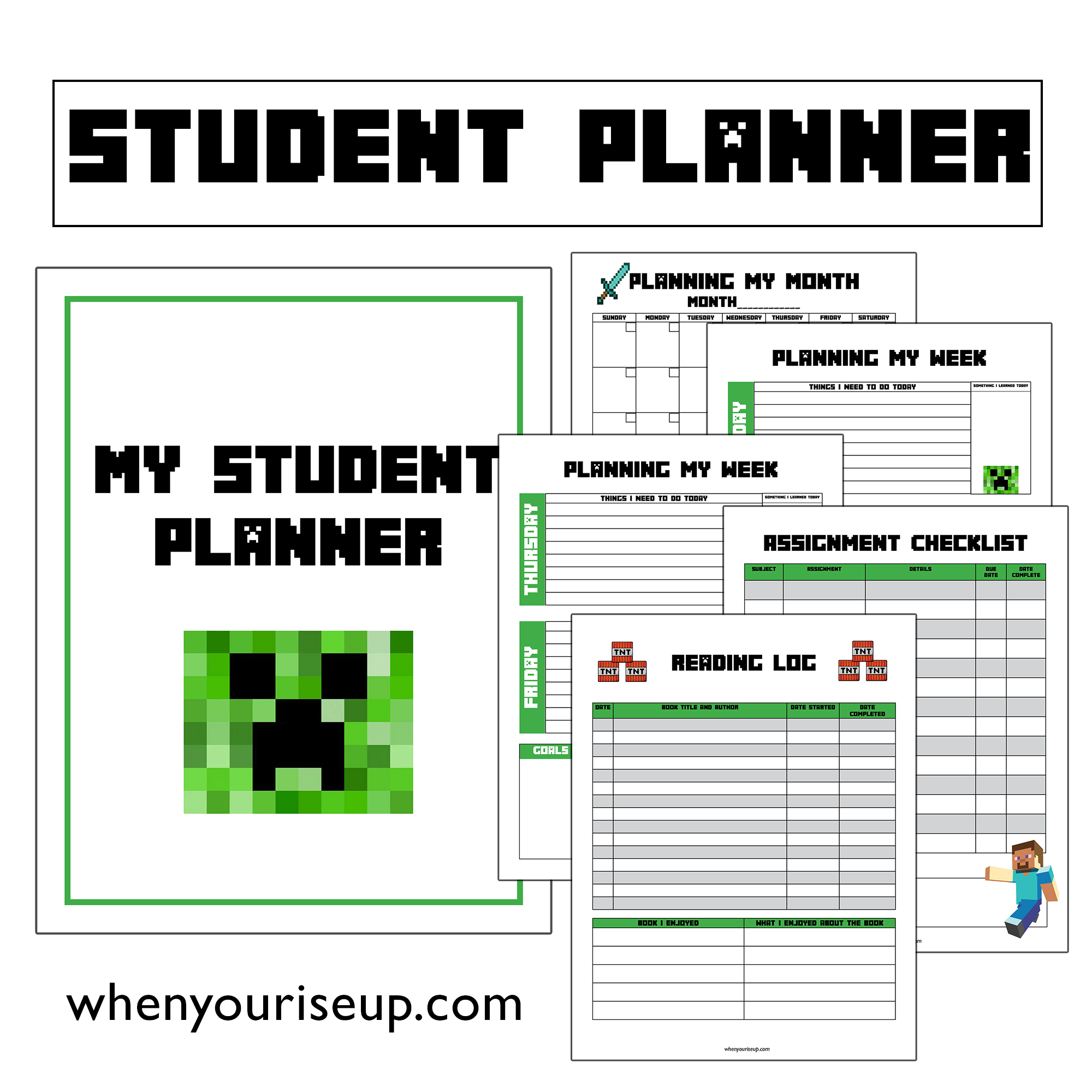 My Student Planner Minecraft Themed Printable SKrafty