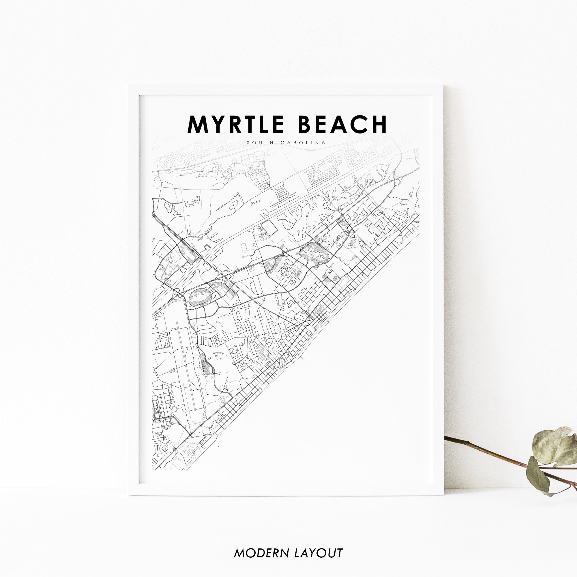 Myrtle Beach SC Map Print South Carolina USA Map Art Poster City Street Road Map Print Nursery Room Wall Office Decor Printable Map Etsy