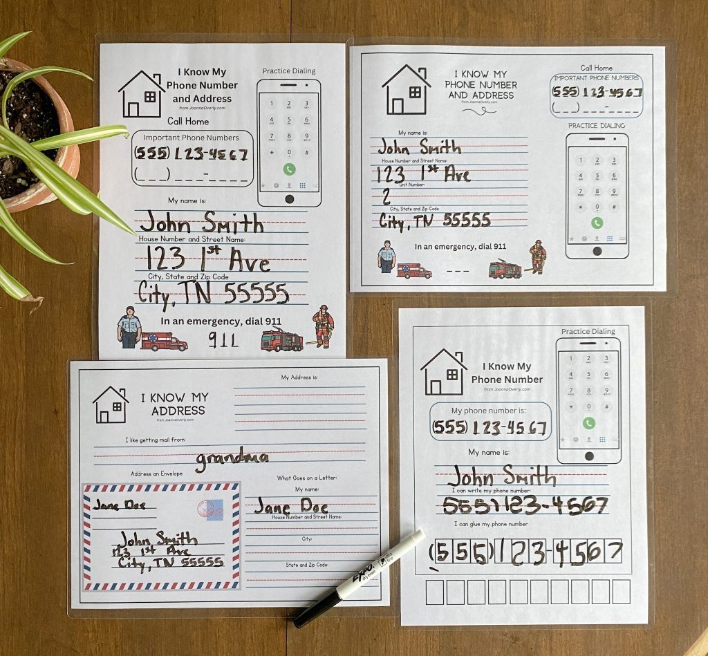 Name Address Cards Free Learning Contact Information For Kids Worksheets Library