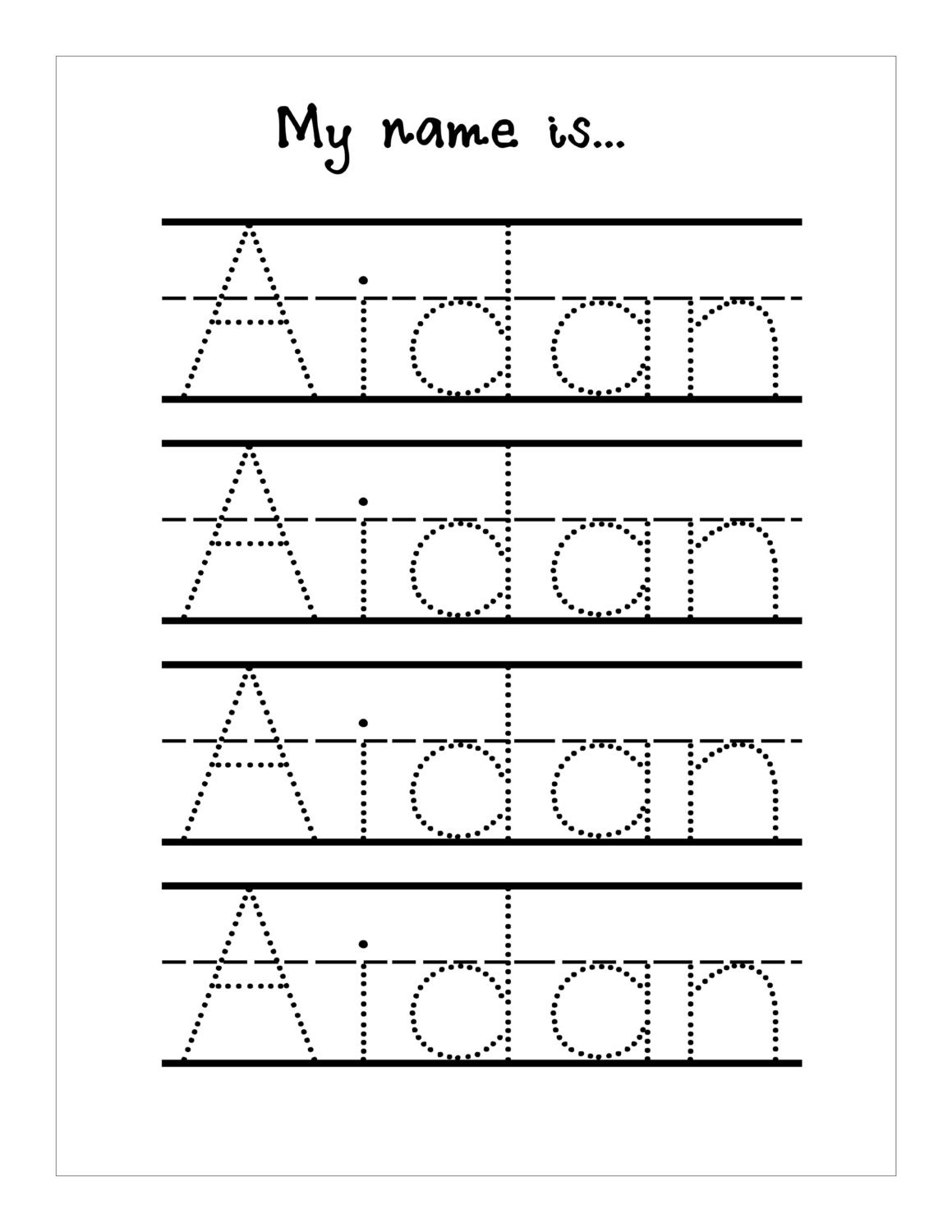 Name Trace Worksheet DIGITAL FILE Printable For Pre Schoolers