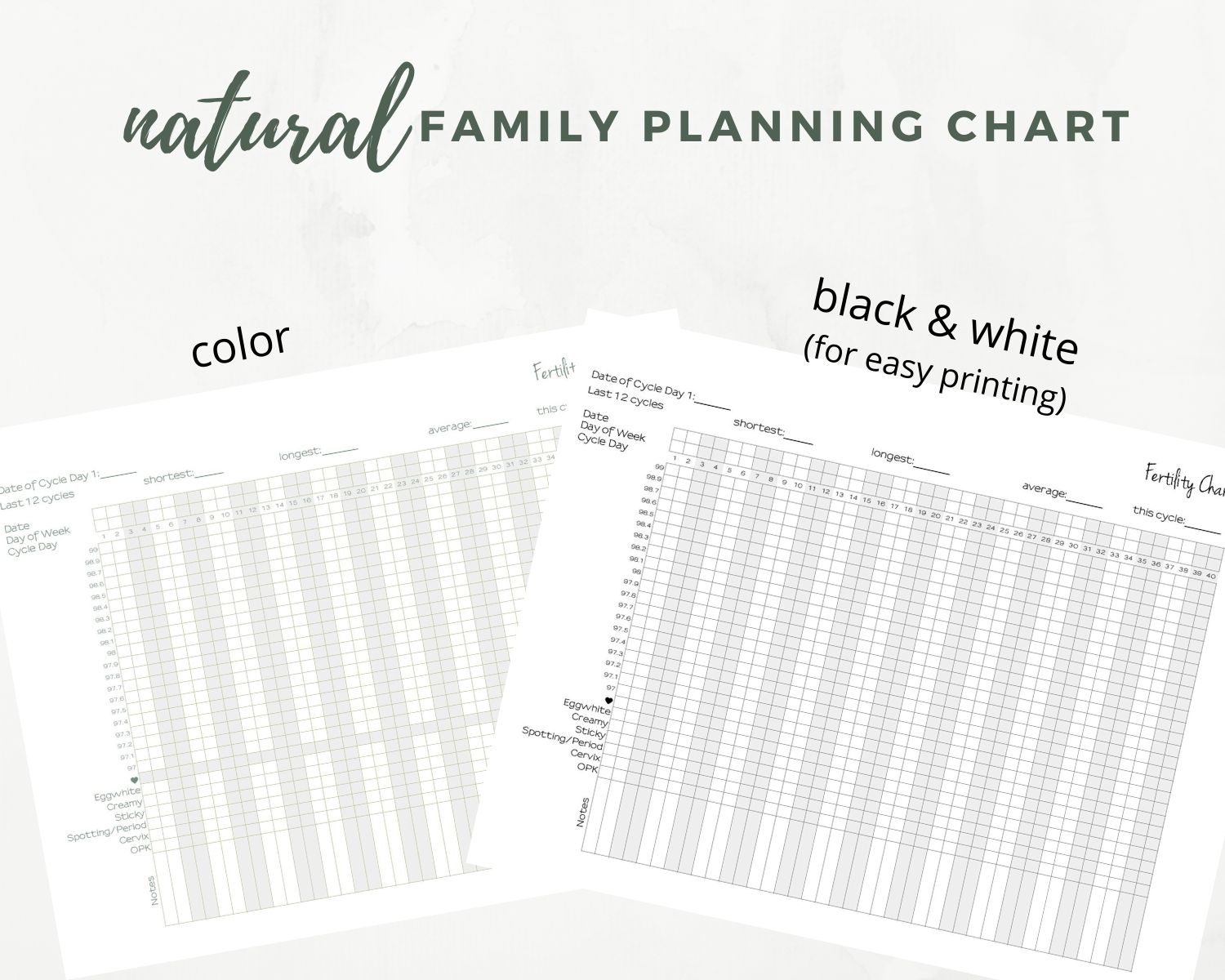 Natural Family Planning Printable Chart PDF Elizabeth Clare