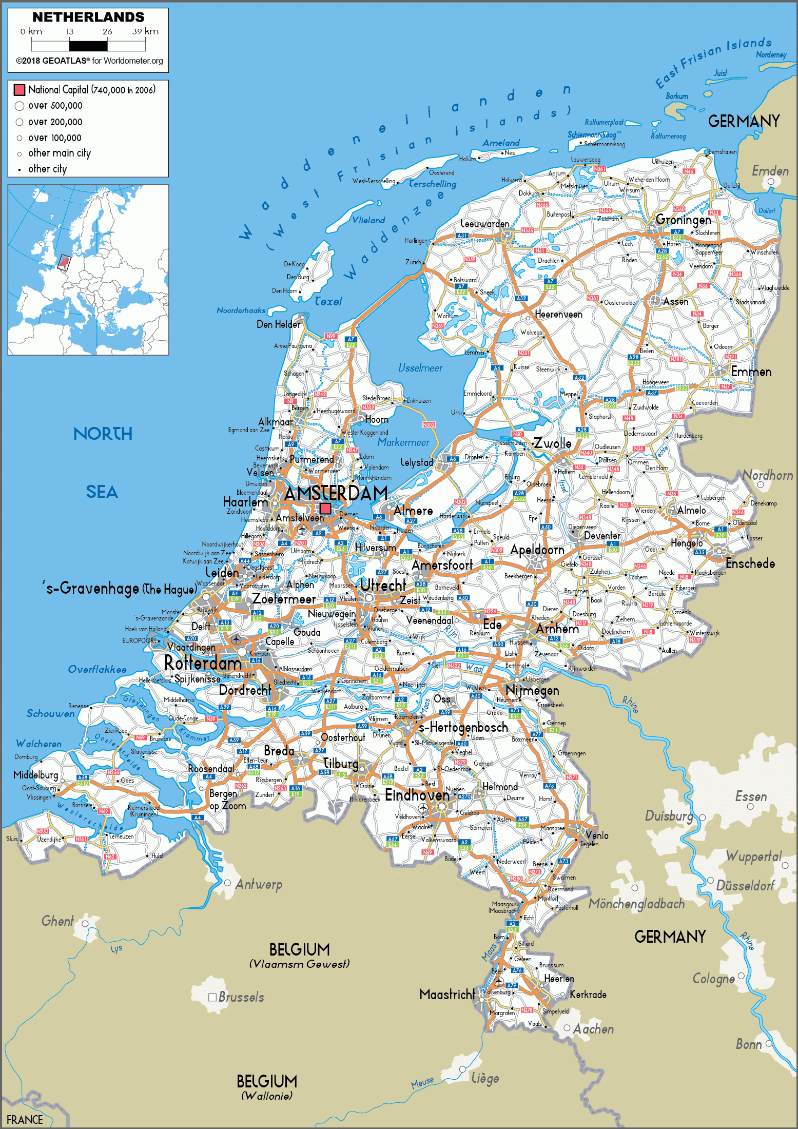 Netherlands Map Road Worldometer Netherlands Map Road Worldometer