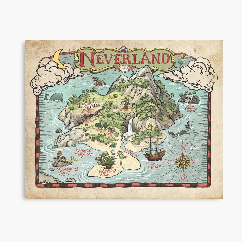 Neverland Map Art Print For Sale By Joehox Redbubble