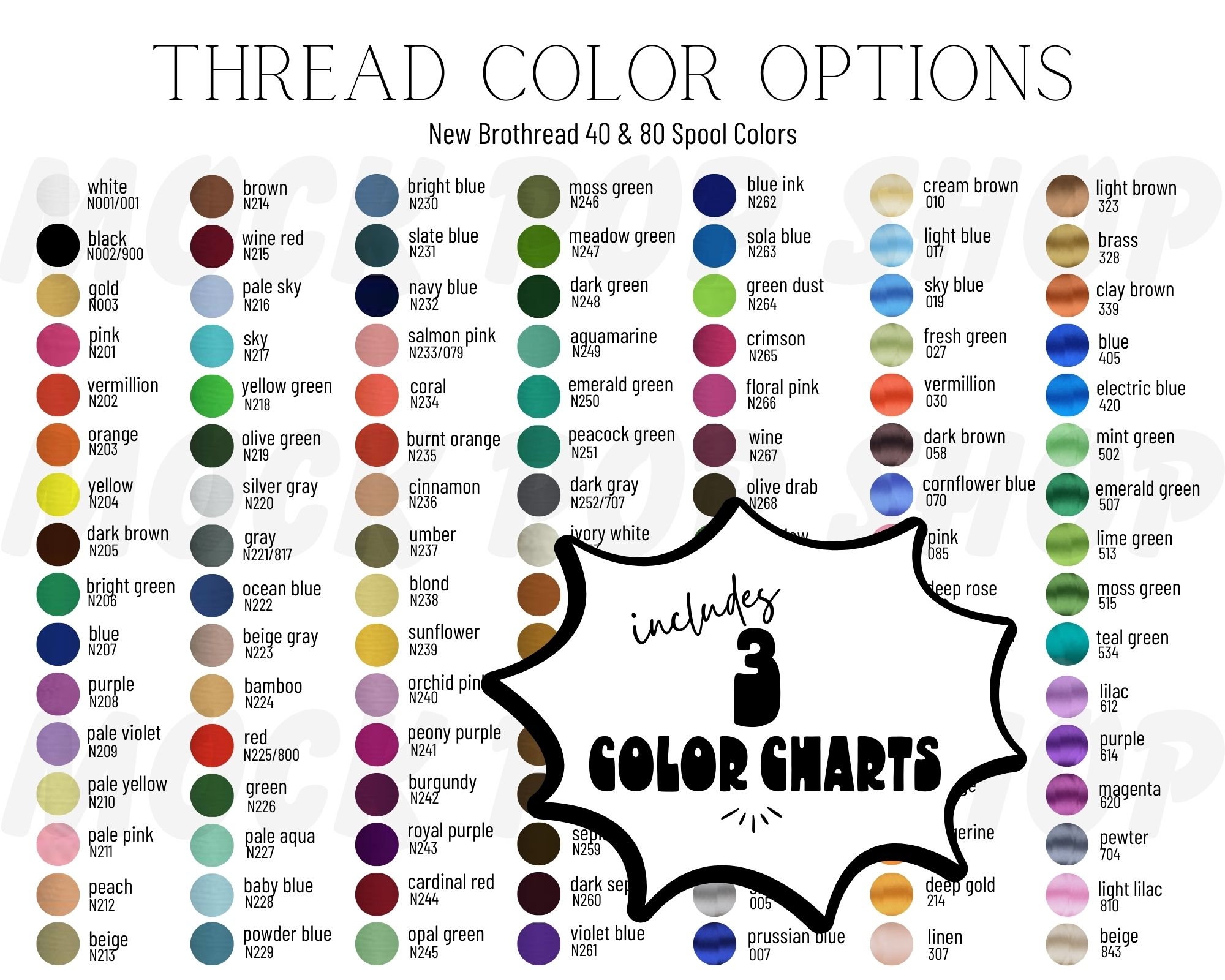 New Brothread 40 80 Thread Colors Editable Embroidery Thread Color Chart Canva Template Etsy