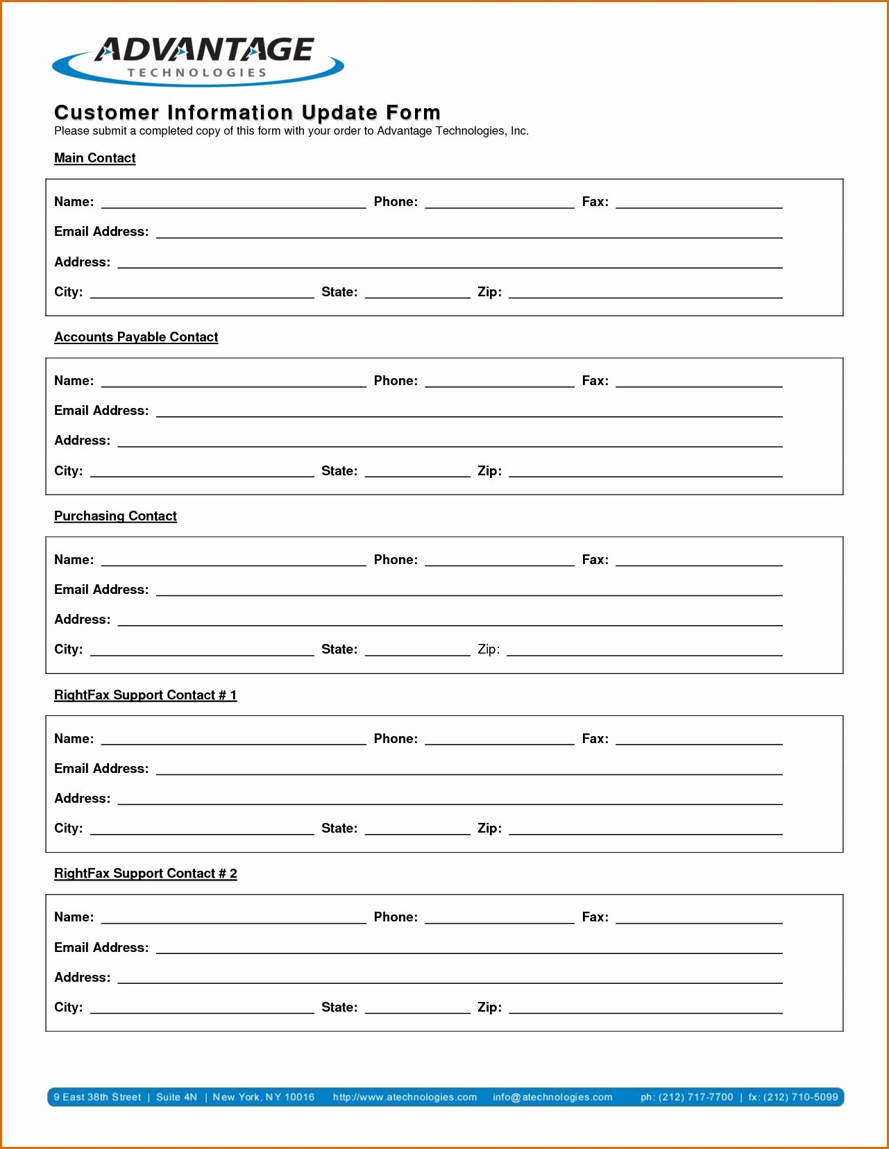 New Customer Form Template Word