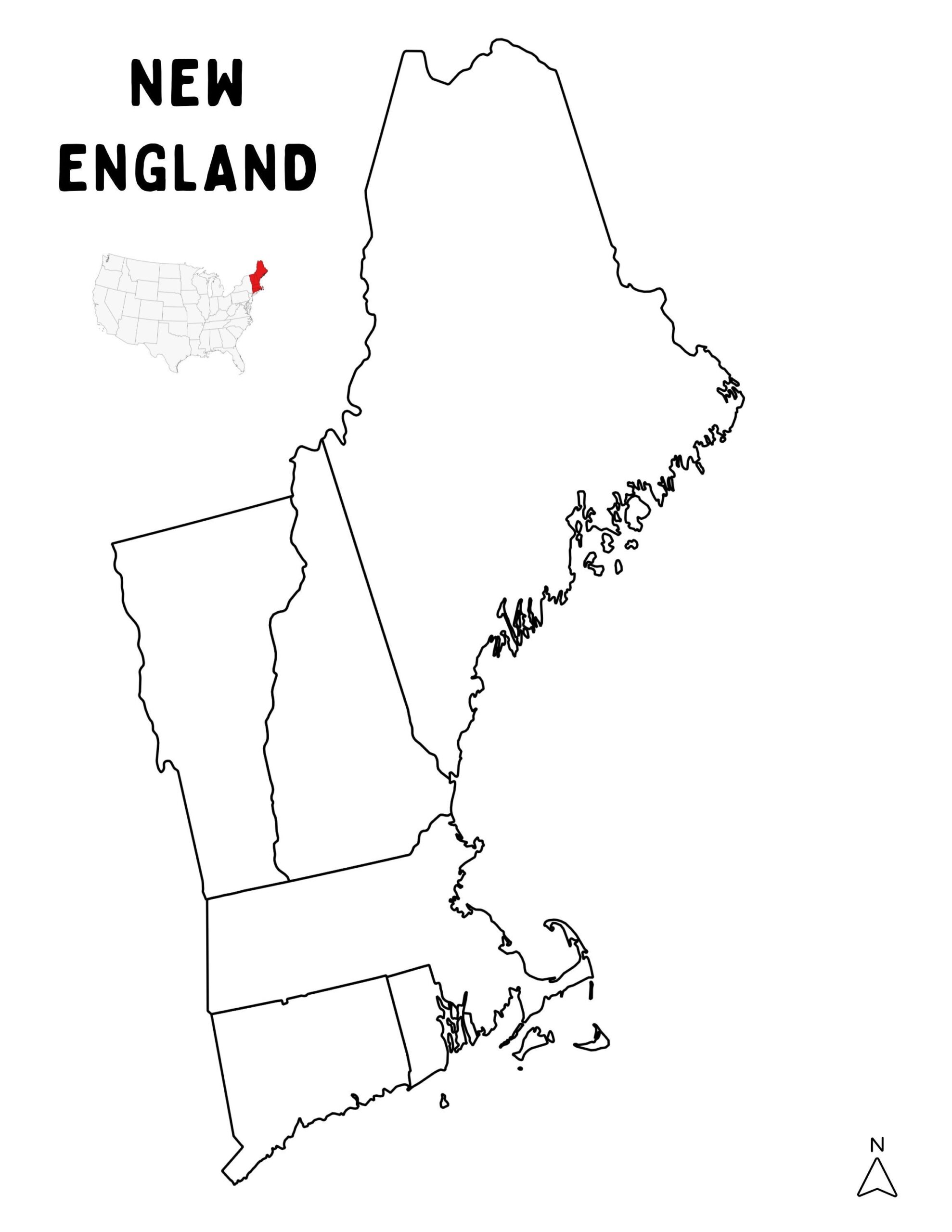 New England Geography Printables Outline Maps Word Search And Crossword Puzzle Etsy
