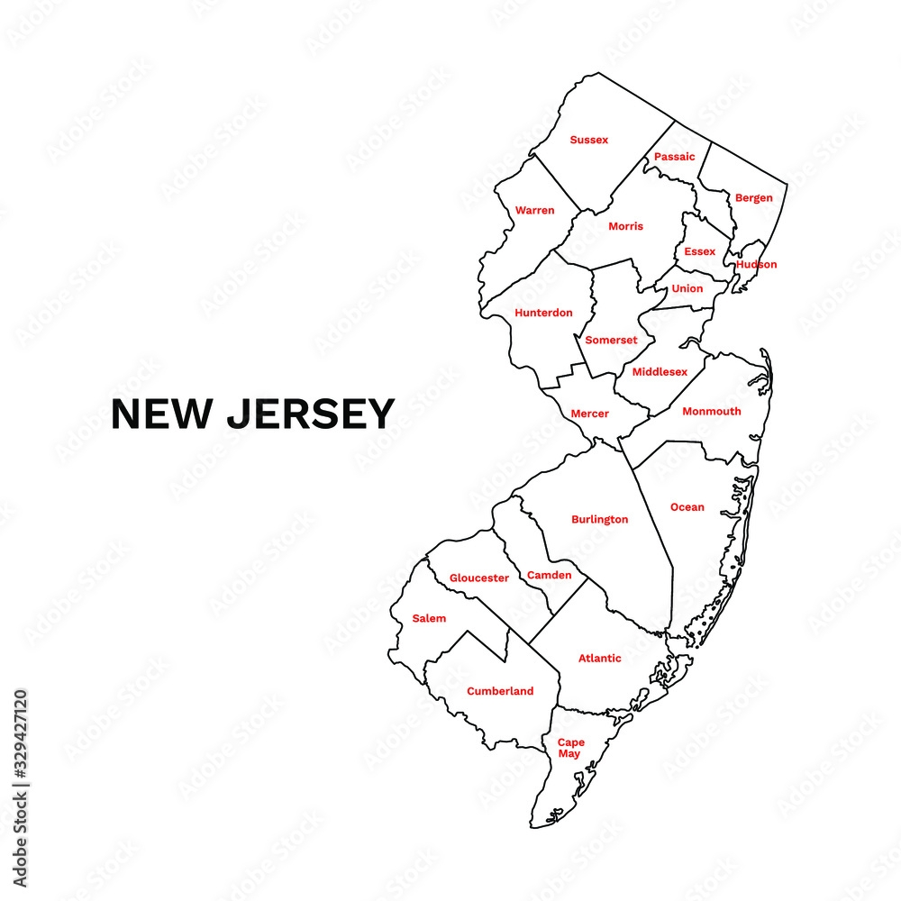 Printable Map Of New Jersey Counties Printable Map Of New Jersey Counties