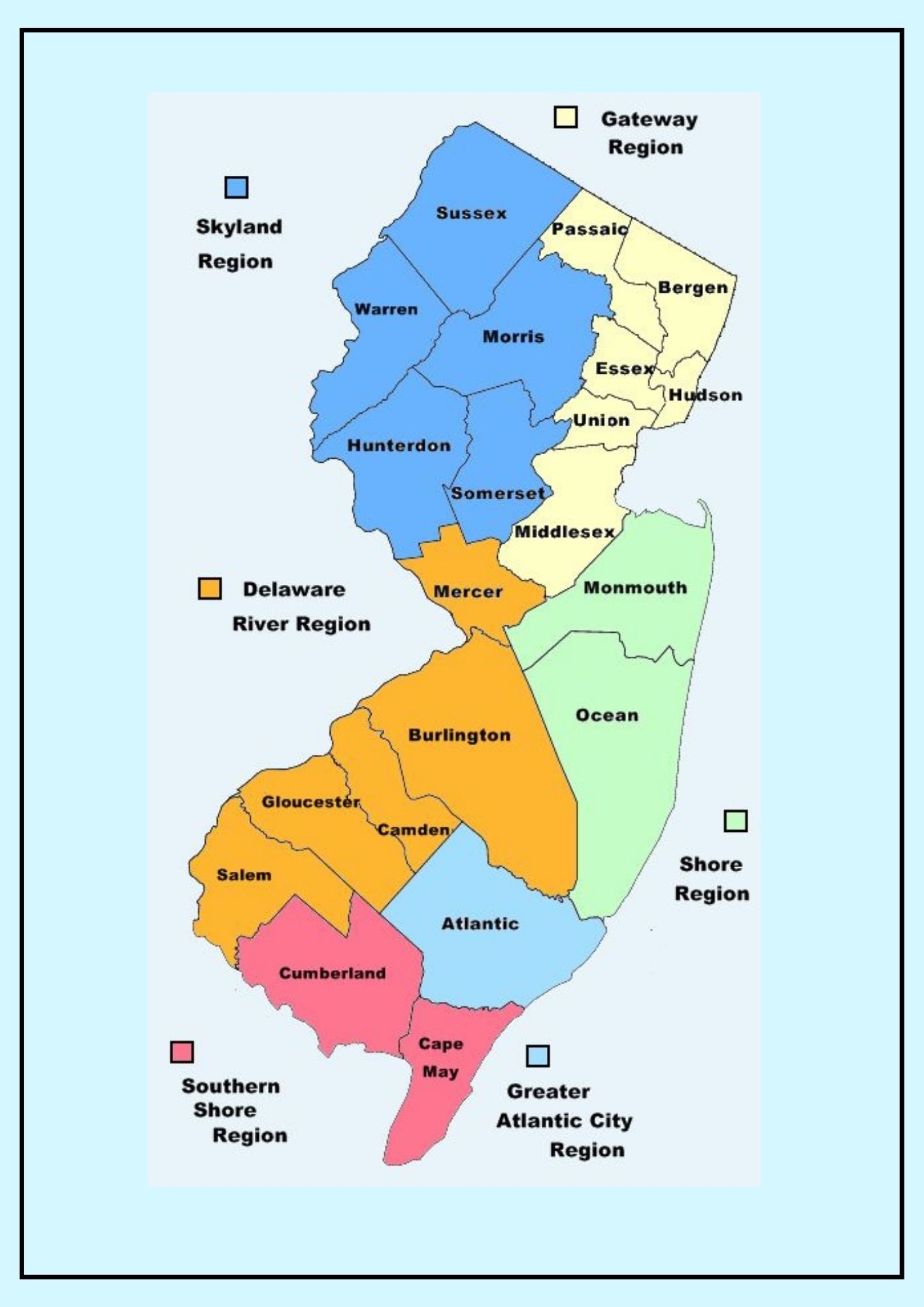 New Jersey County Map Map Of NJ Counties And Cities New Jersey County Map Map Of NJ Counties And Cities
