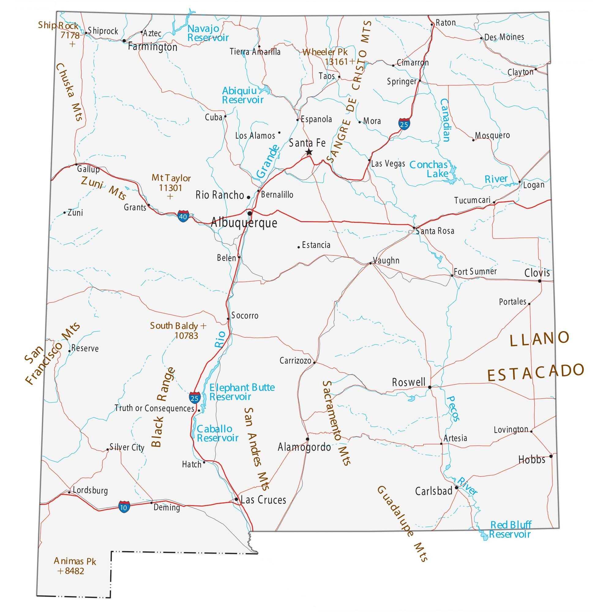 New Mexico Map Cities And Roads GIS Geography