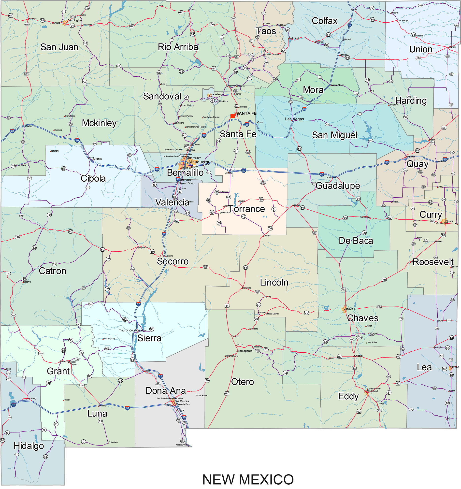 Printable New Mexico Road Map