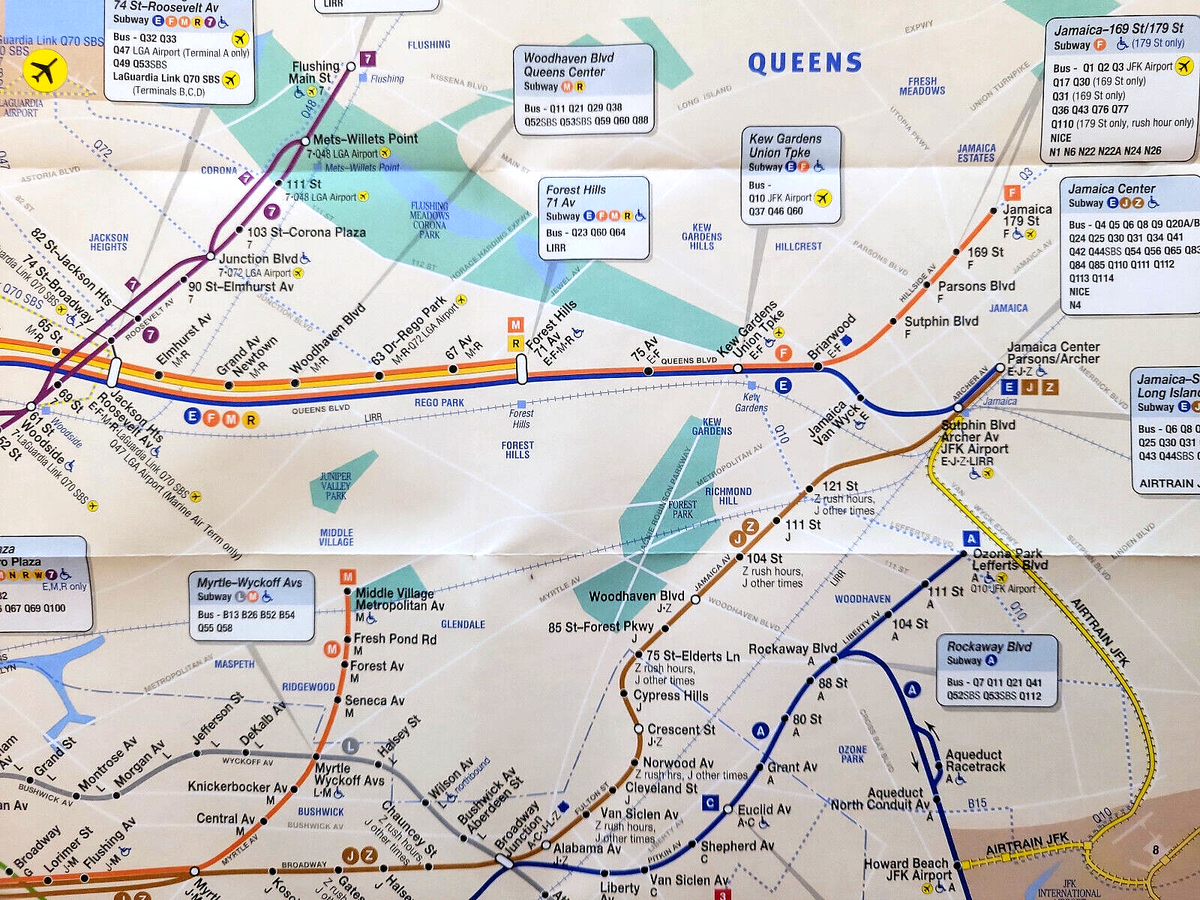 New York City MTA Large NYC Subway Train Map Free Vintage Style Art Print EBay