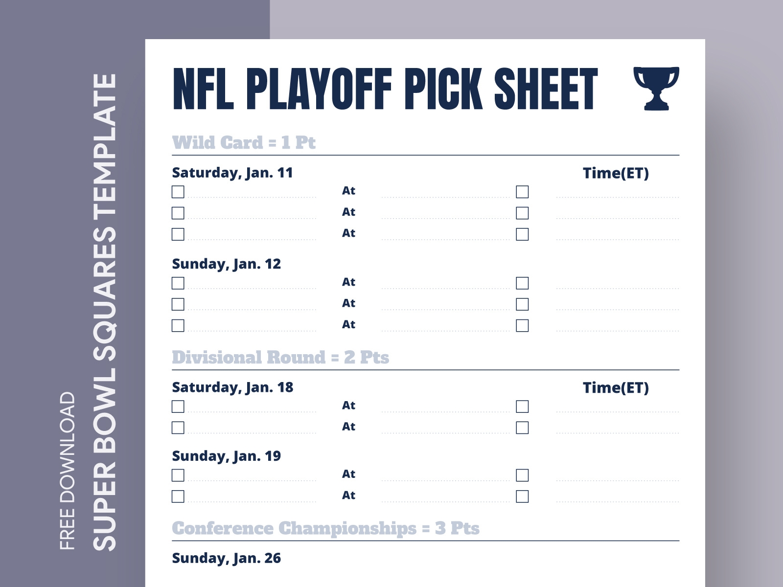 NFL Playoff Pick Sheet By Gdoc On Dribbble