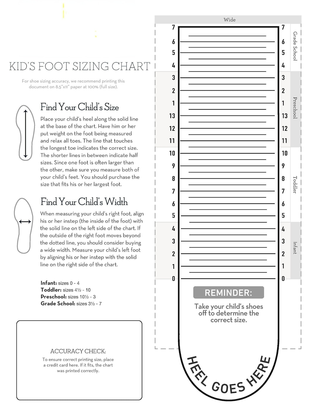 Nike Printable Shoe Size Chart