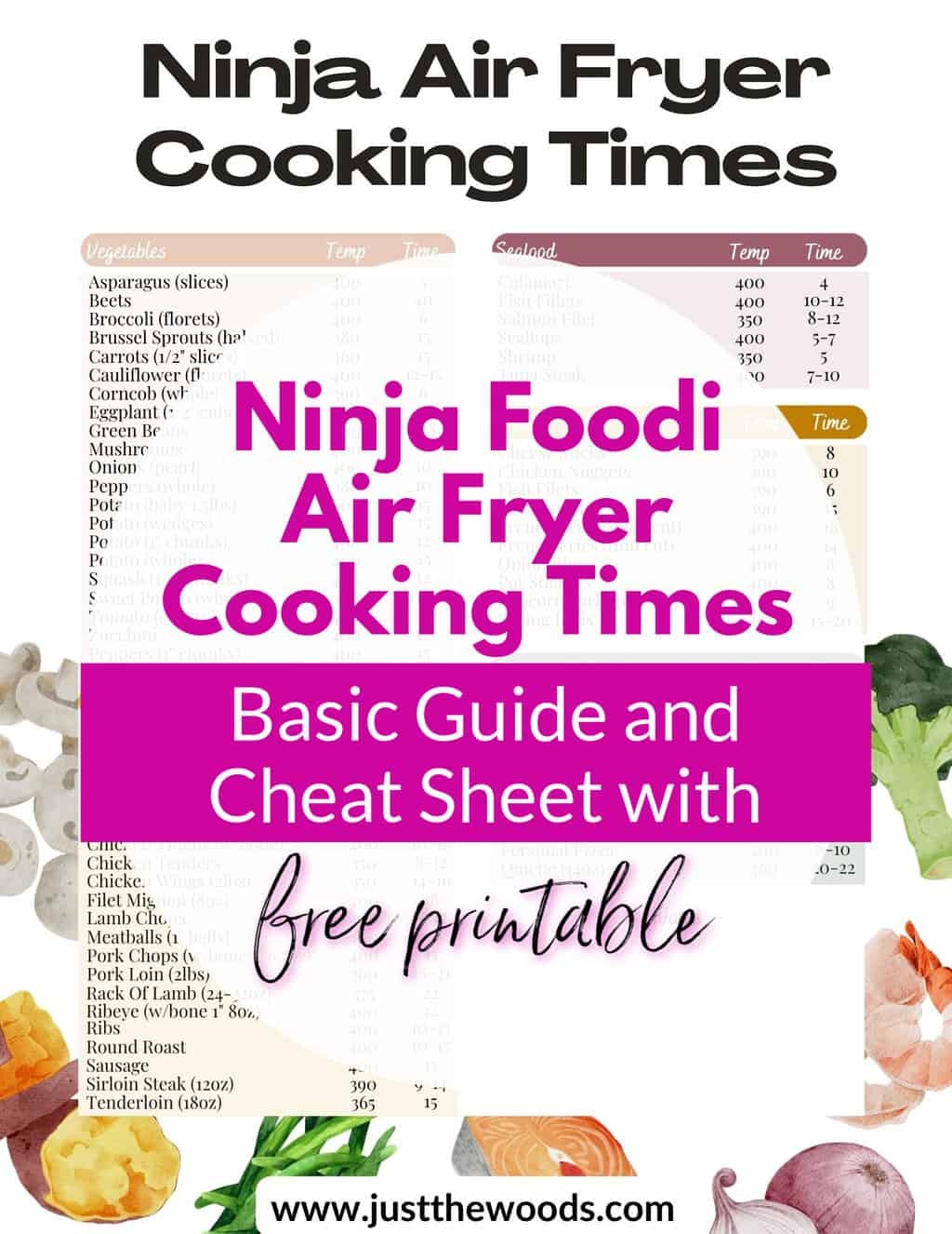 Ninja Air Fryer Cooking Times With Free Printable