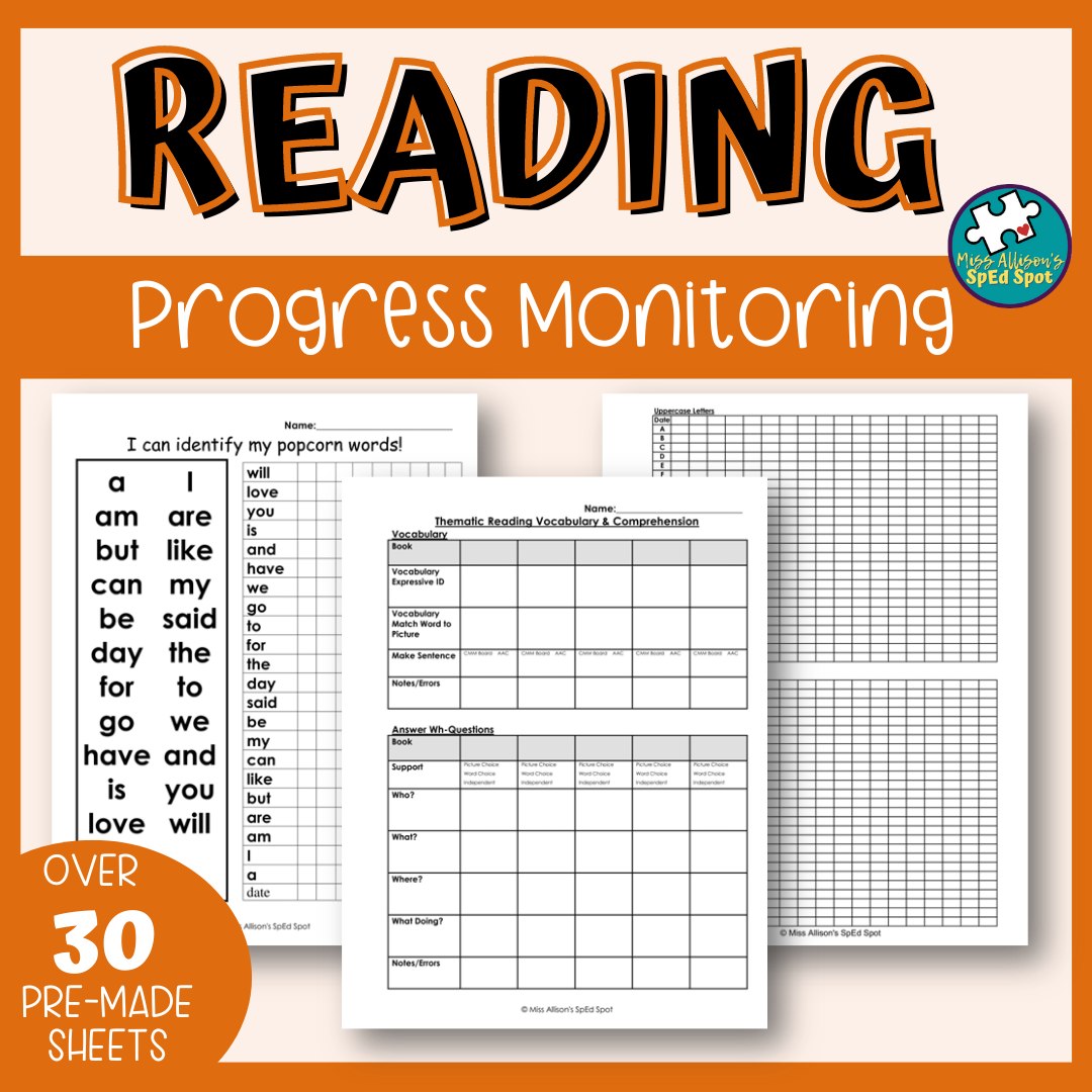 NO PREP Reading IEP Progress Monitoring Sheets For Elementary Special Education Made By Teachers