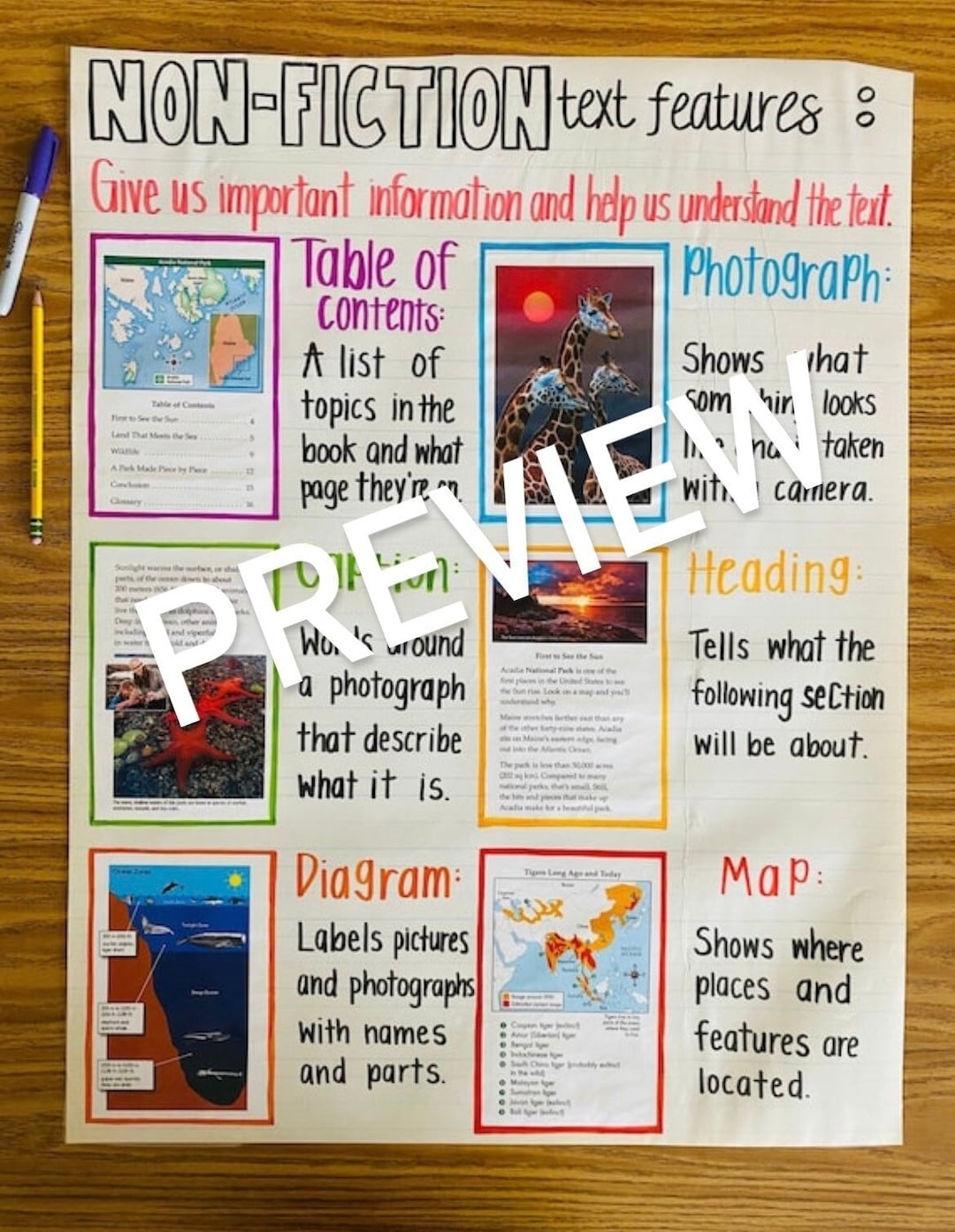 Non fiction Text Features Anchor Chart Etsy