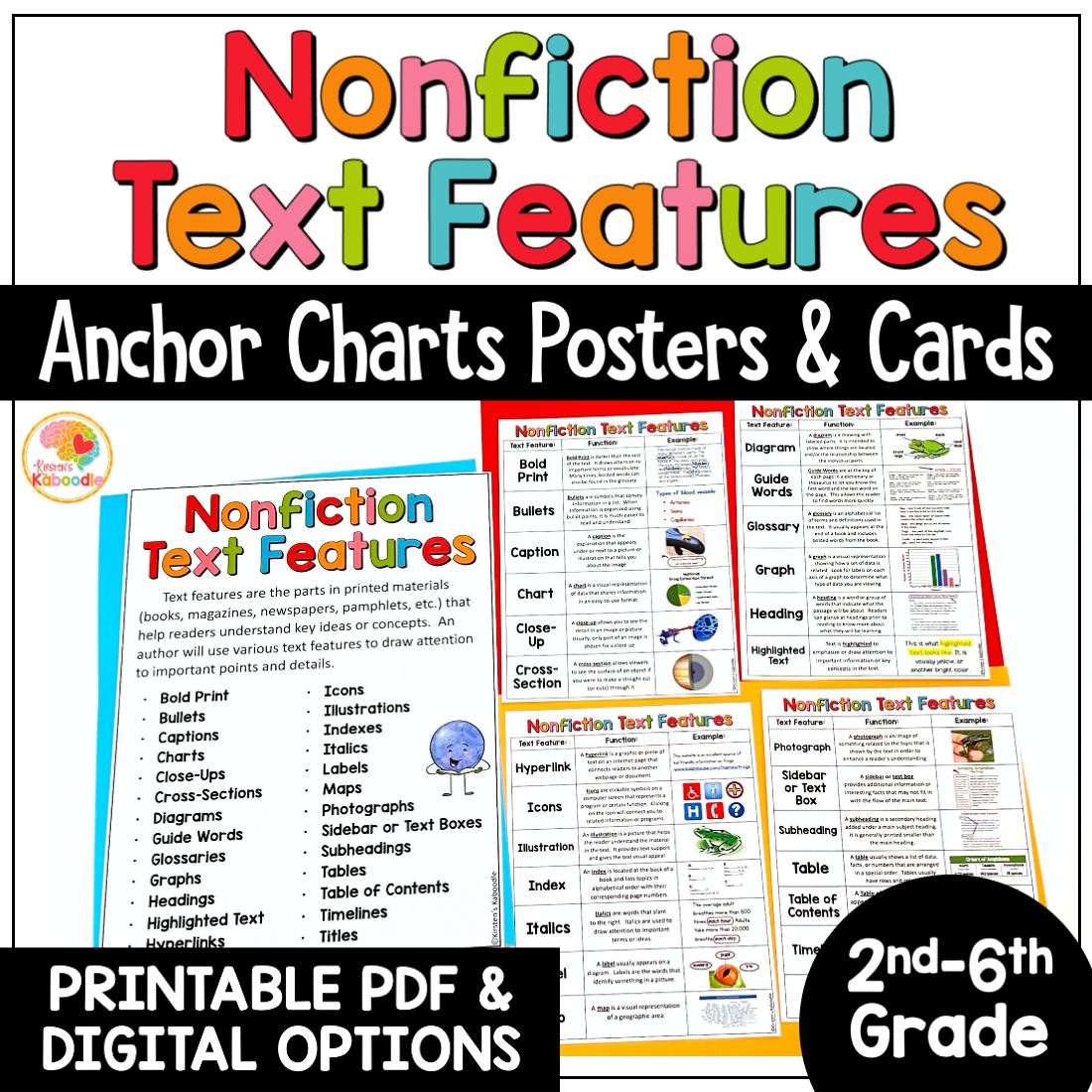 Text Features Anchor Chart Printable