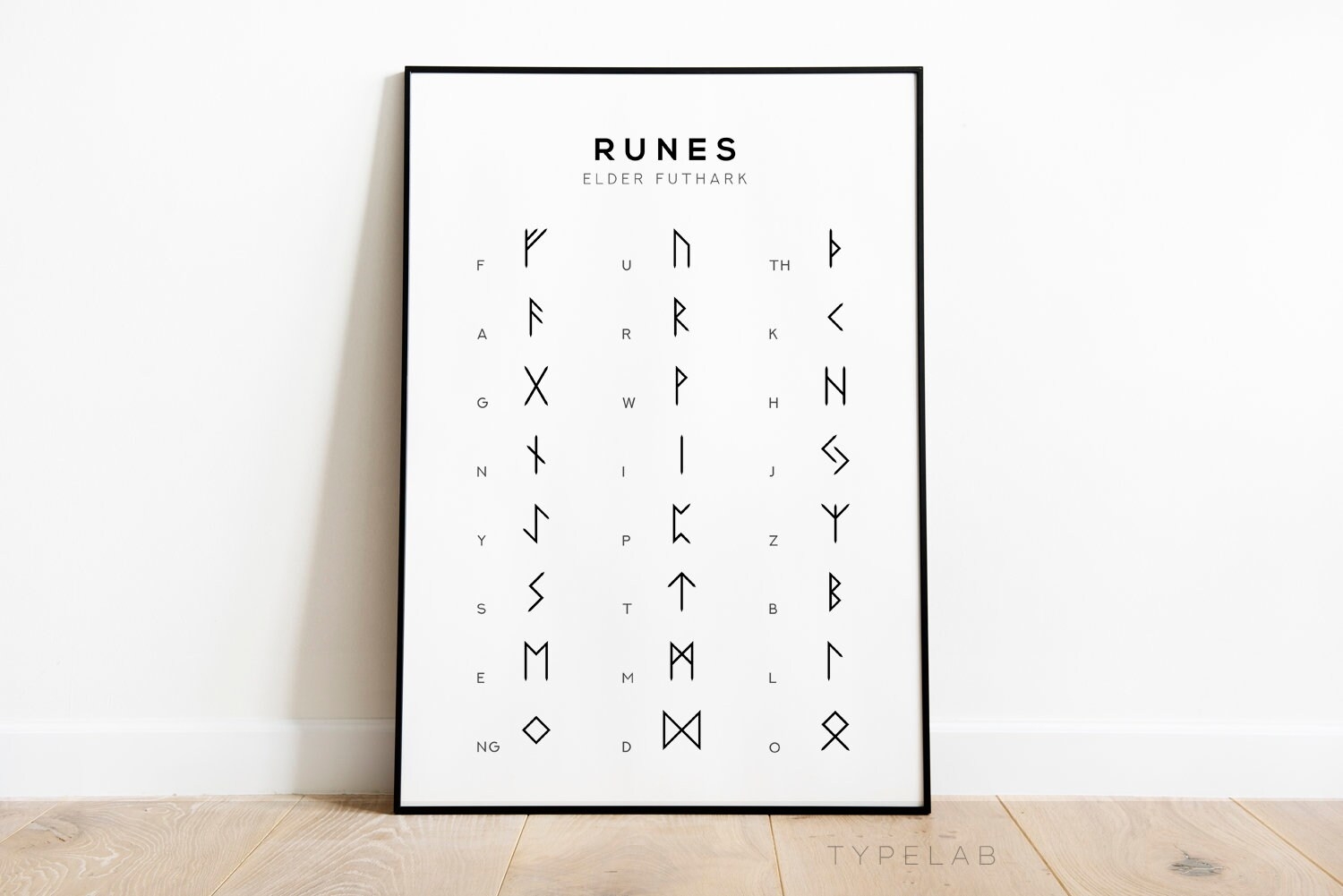Norse Runes Printable Art Viking Digital Print Elder Futhark Rune Chart Black White Wall Art Runes Printable Poster Instant Download Etsy