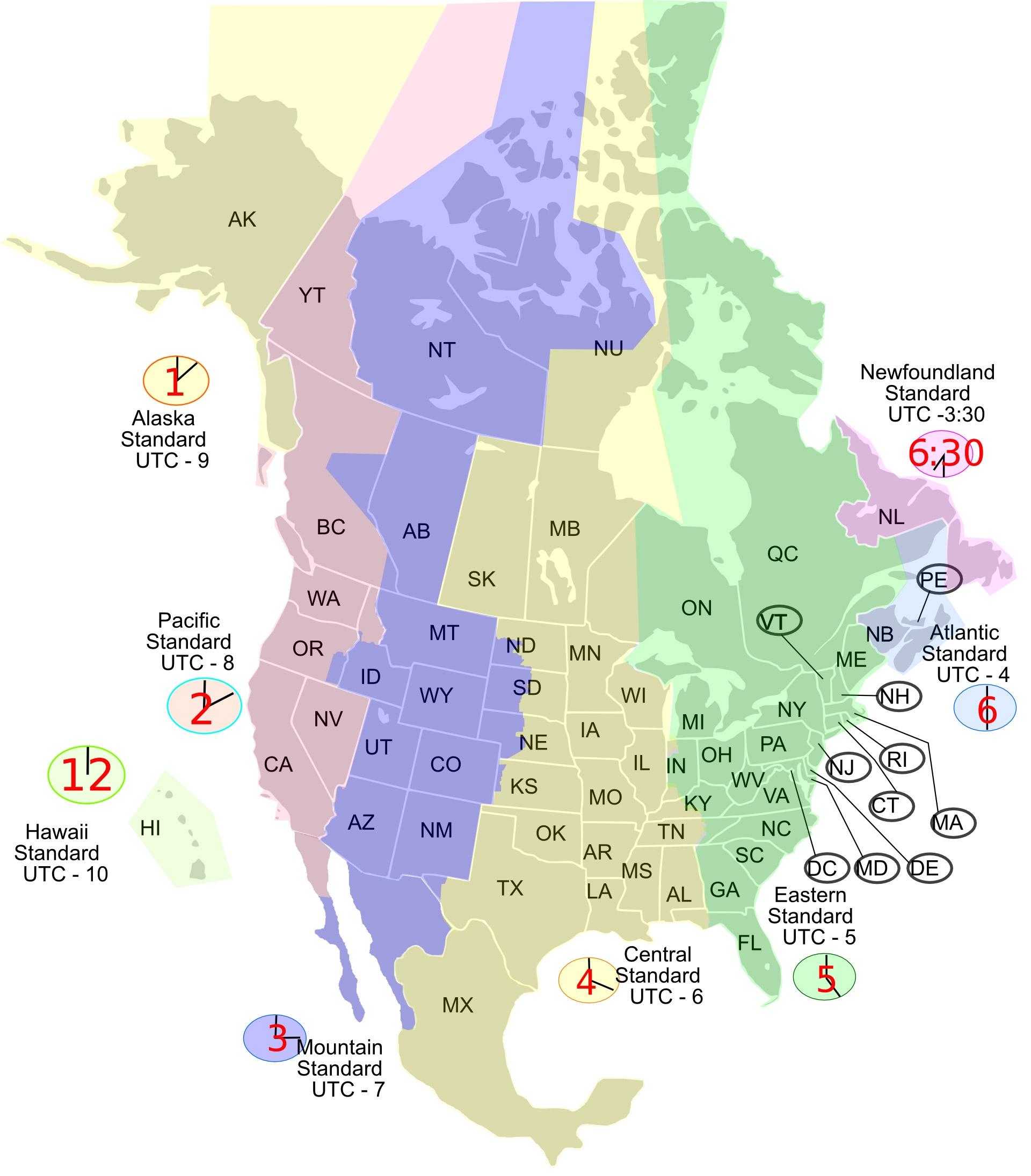 North America Time Zone Map GIS Geography