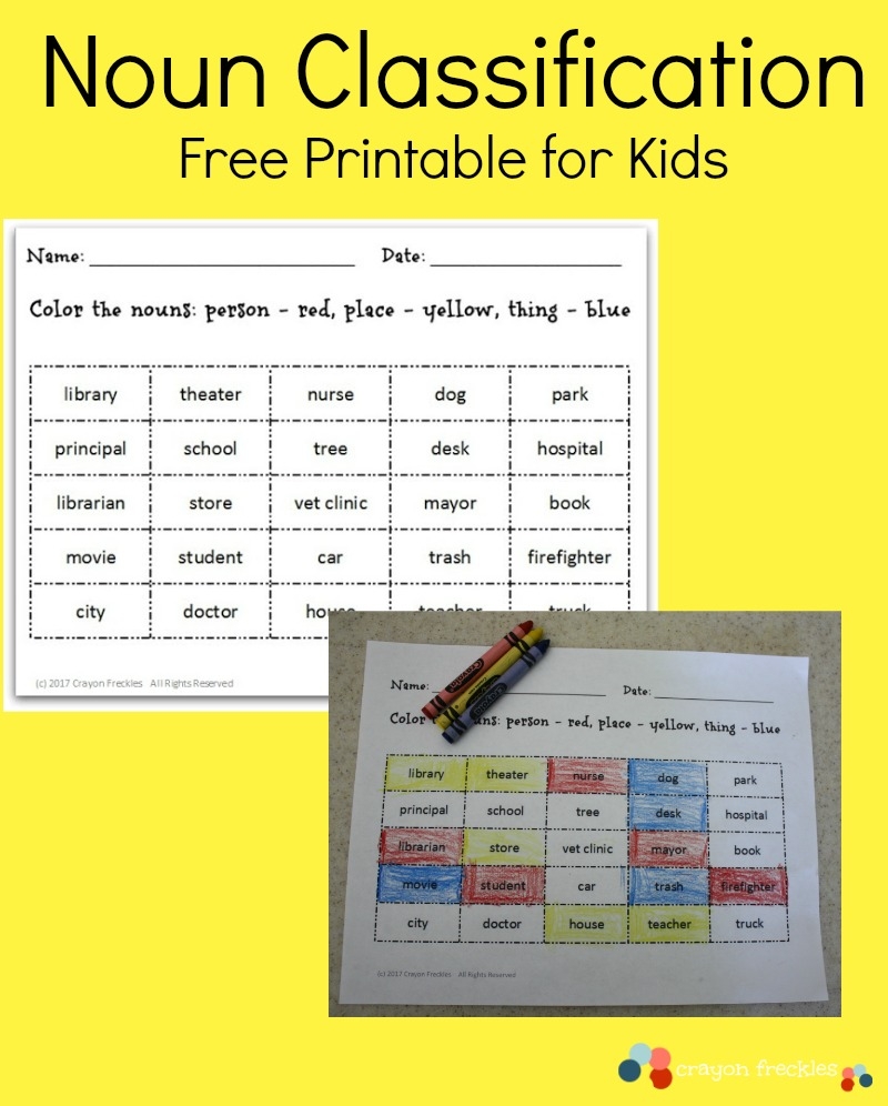 Noun Classification Worksheet free Printable Do Play Learn