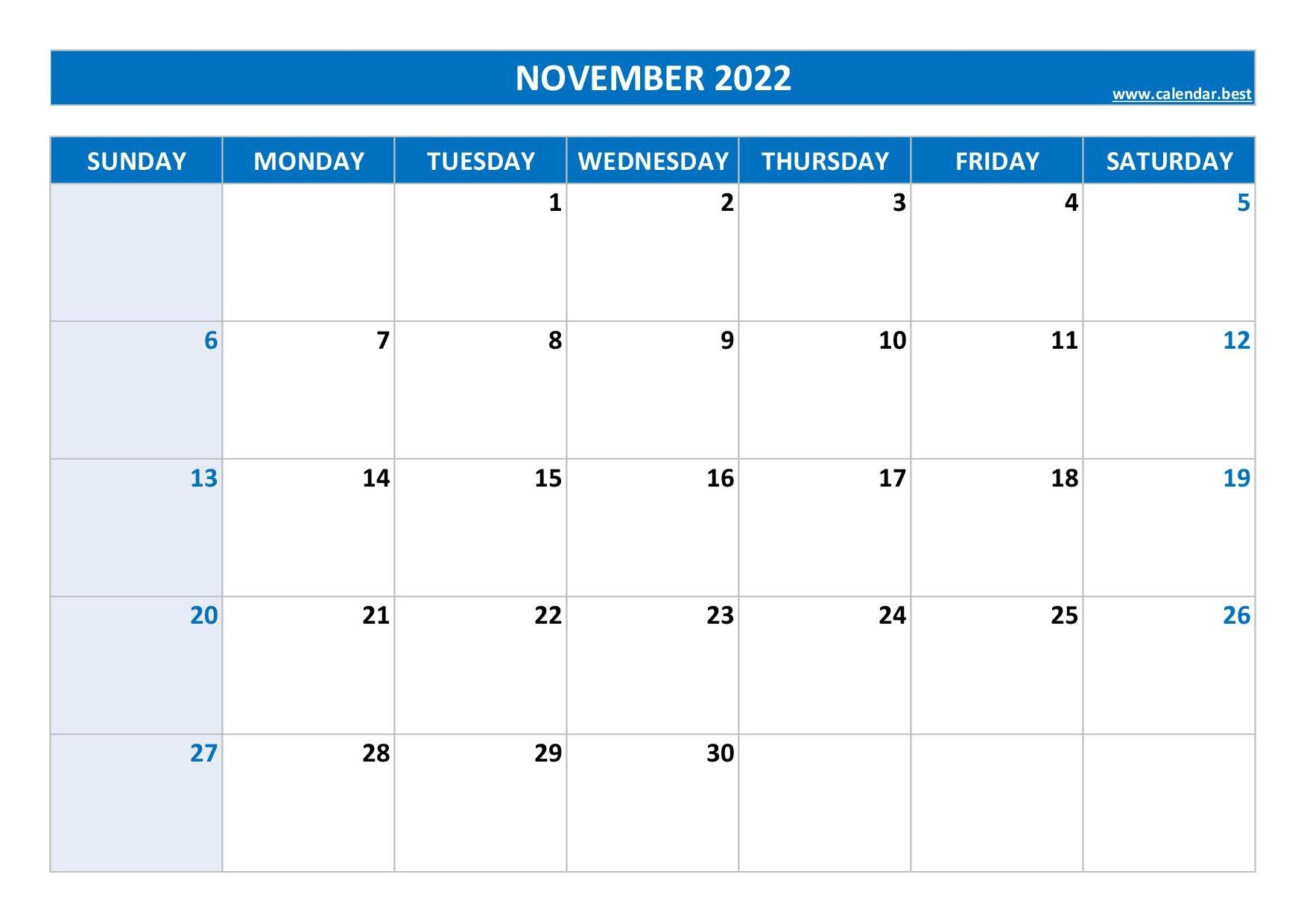 November 2022 Calendar Calendar best
