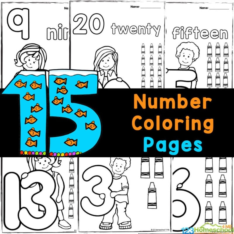  Number Coloring Pages Count And Color 1 20 Worksheets