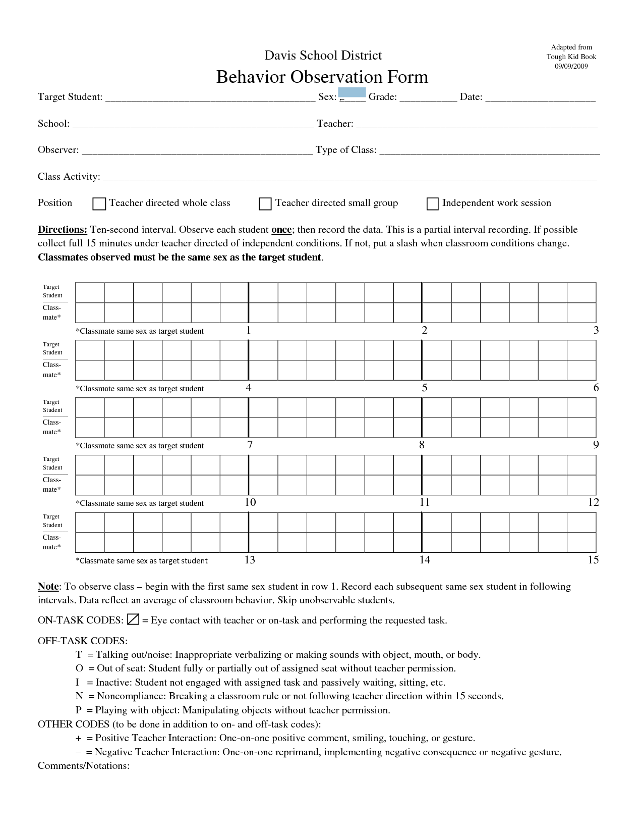 Observation Forms 10 Free PDF Printables Printablee