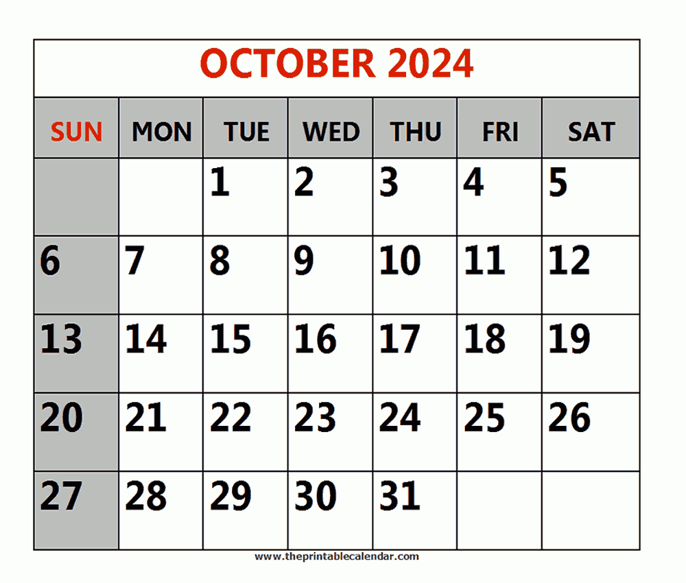 October 2024 Printable Calendars