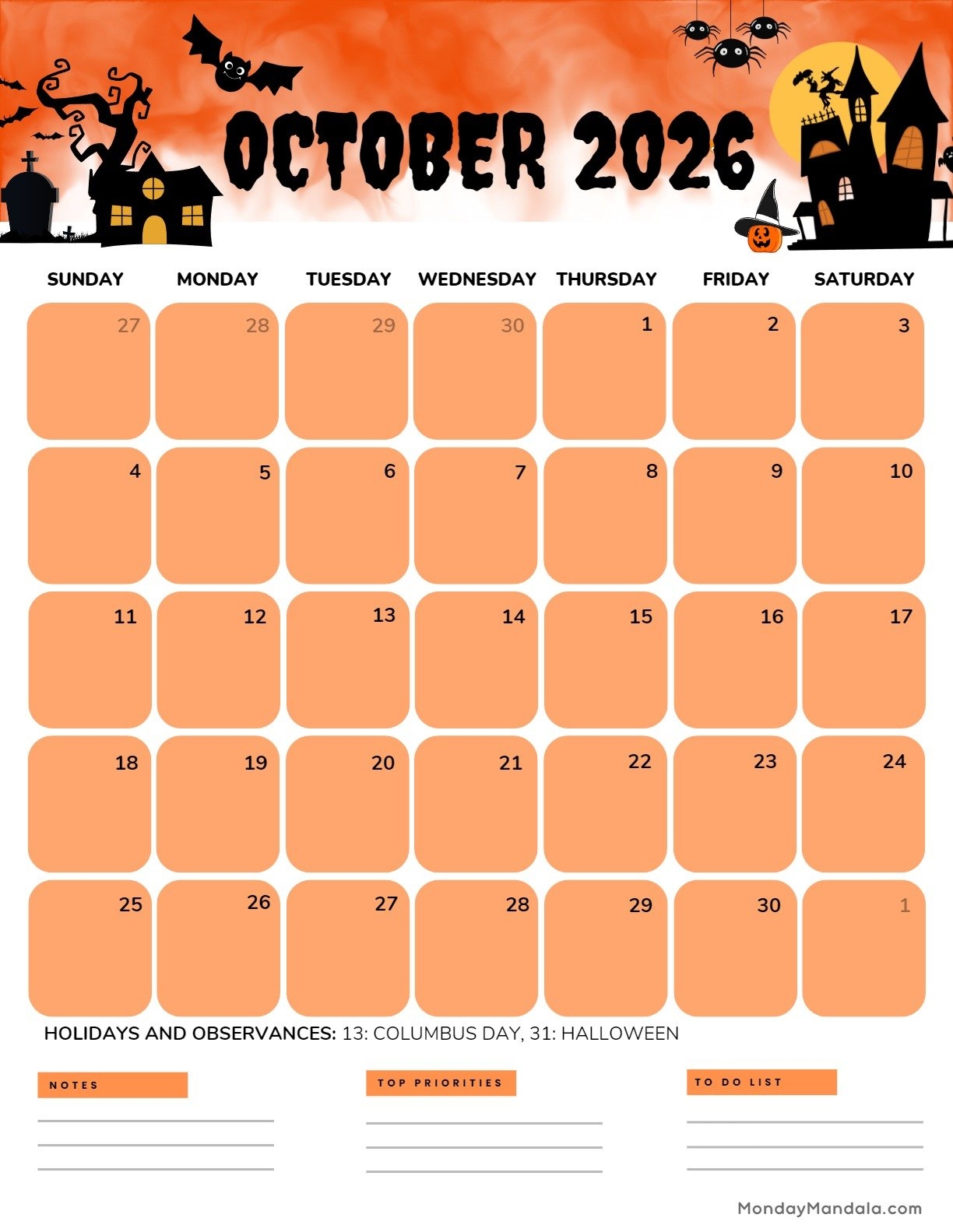 October 2026 Calendars 52 Free PDF Printables 