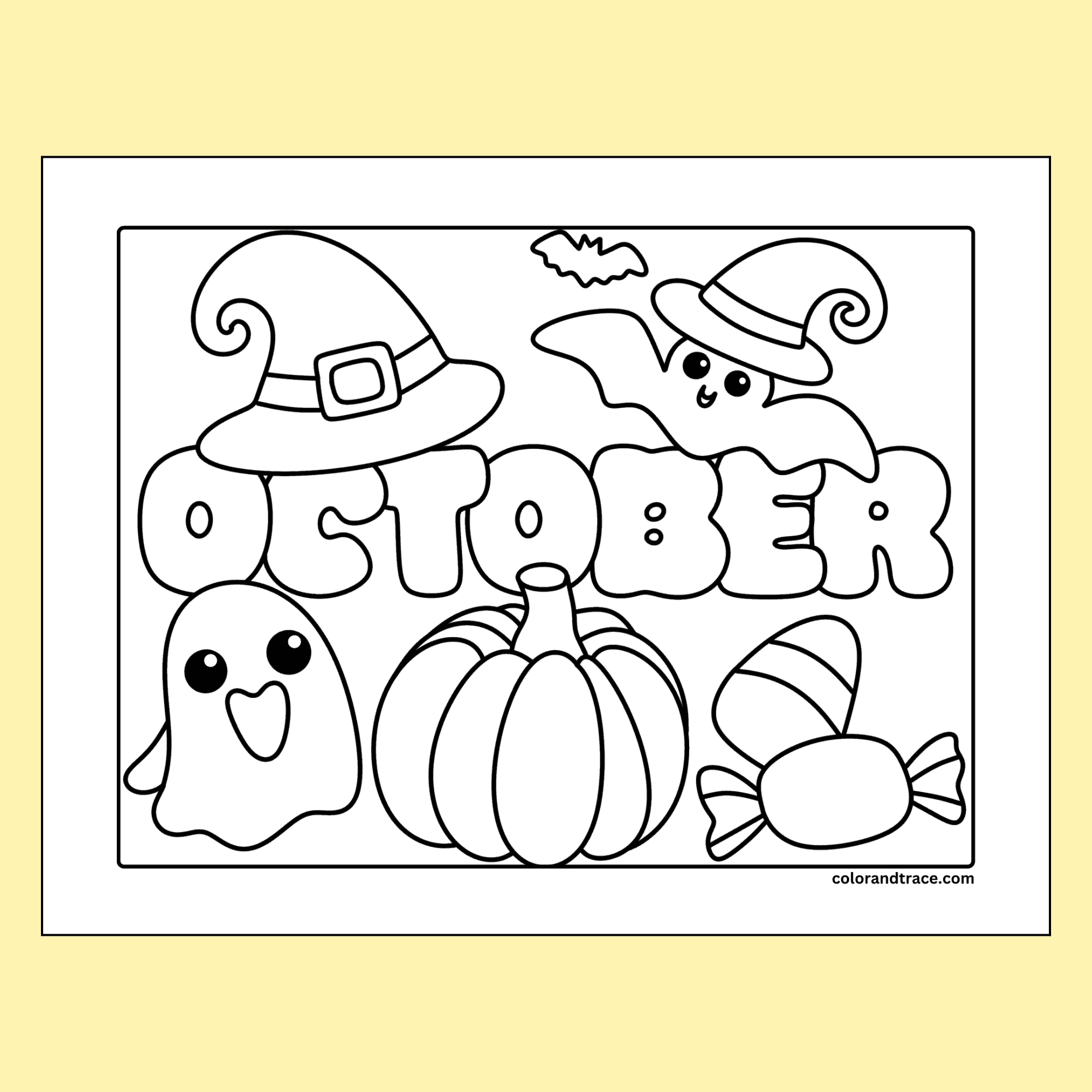 October Coloring Page Free Printable For Kids Color And Trace