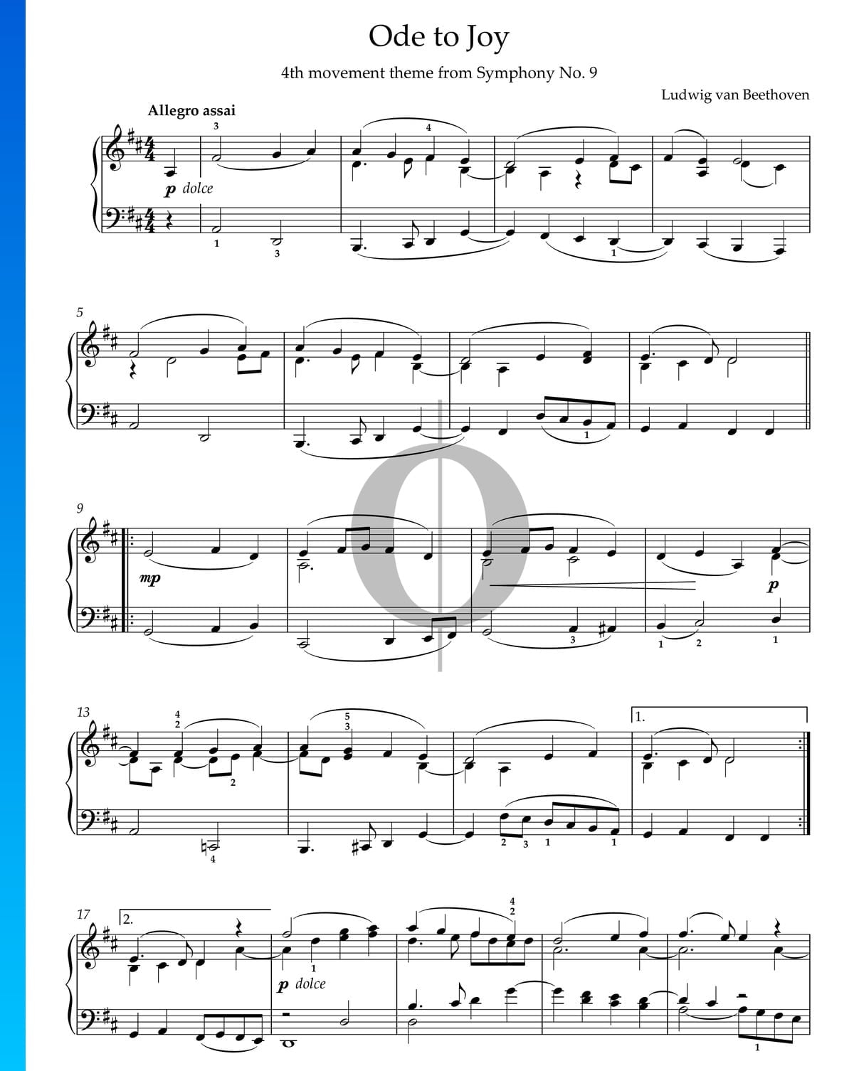 Ode To Joy Ludwig Van Beethoven Piano Sheet Music OKTAV