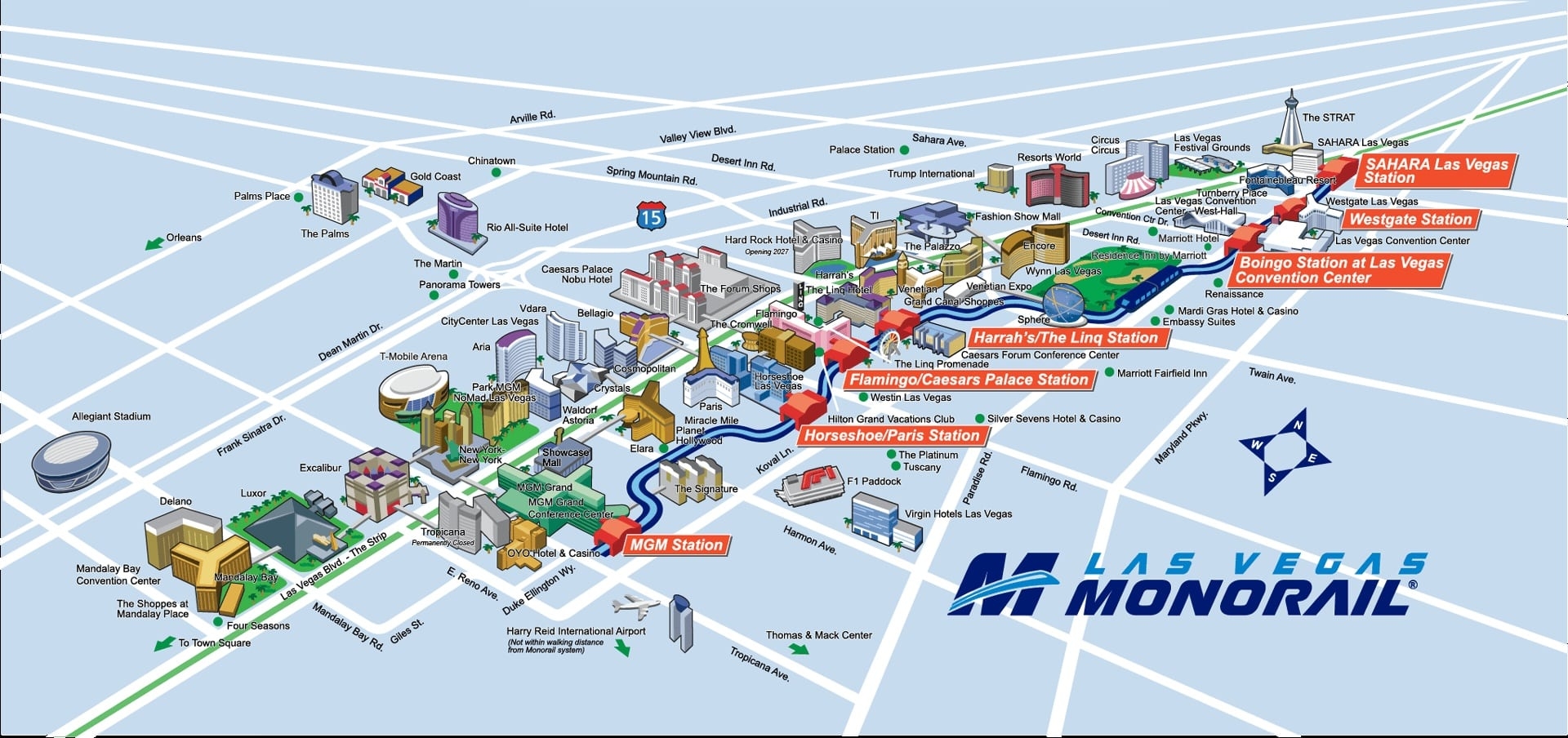 Official Route Map Of The Las Vegas Monorail