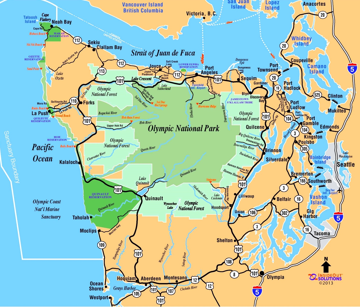 Olympic National Park Road Map Ontheworldmap