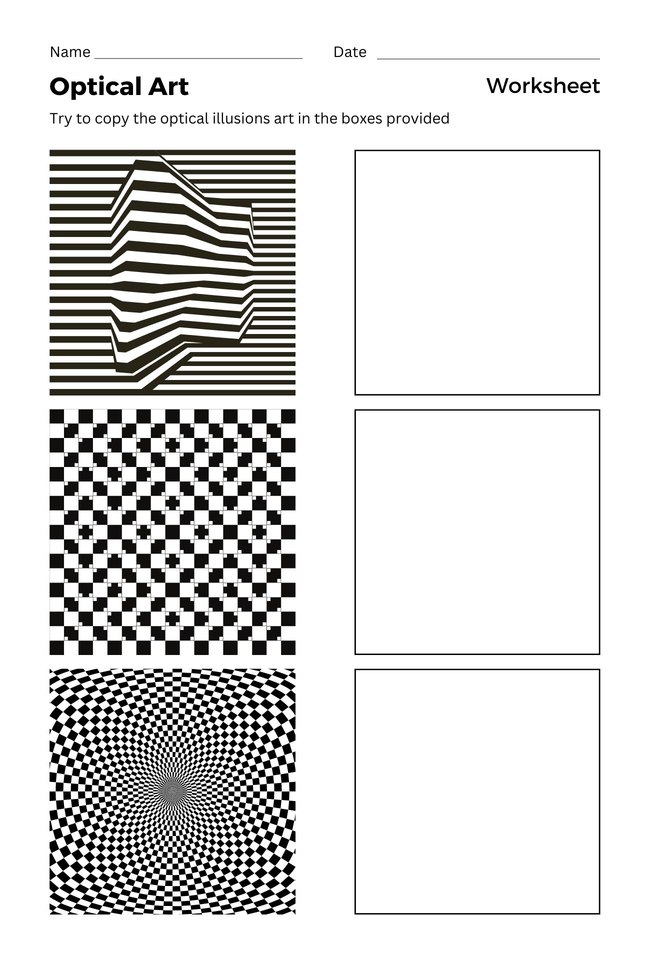 Printable Optical Illusions Worksheet