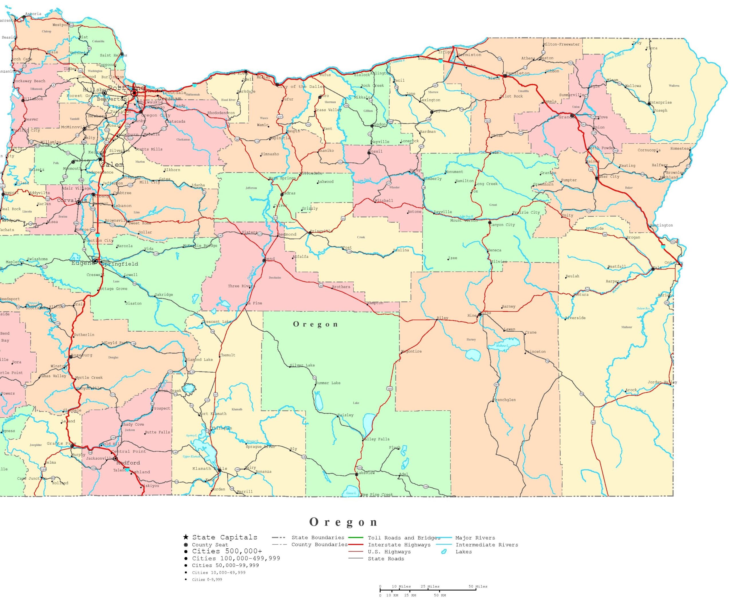 Oregon Printable Map Oregon Printable Map