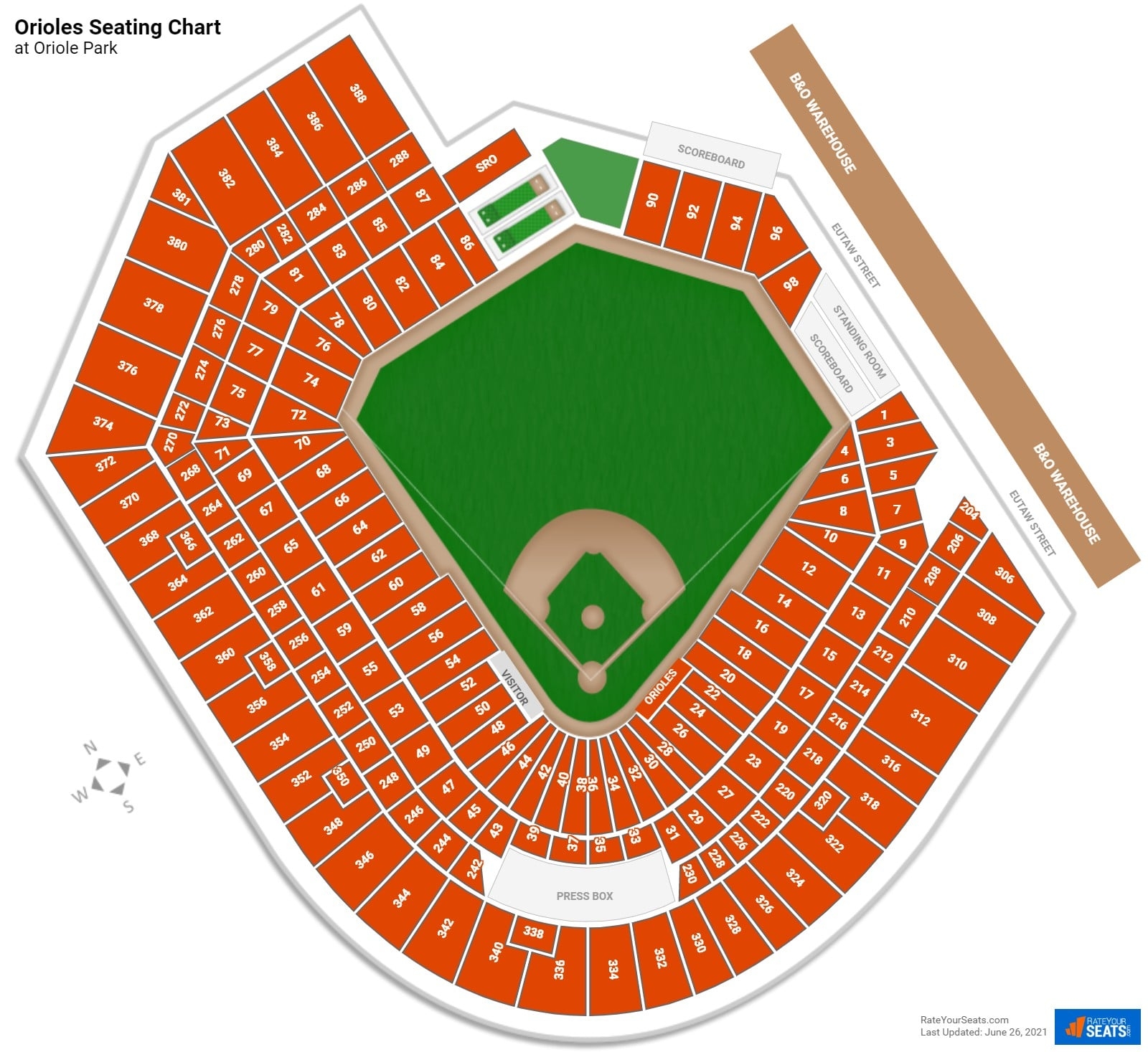 Printable Orioles Seating Chart