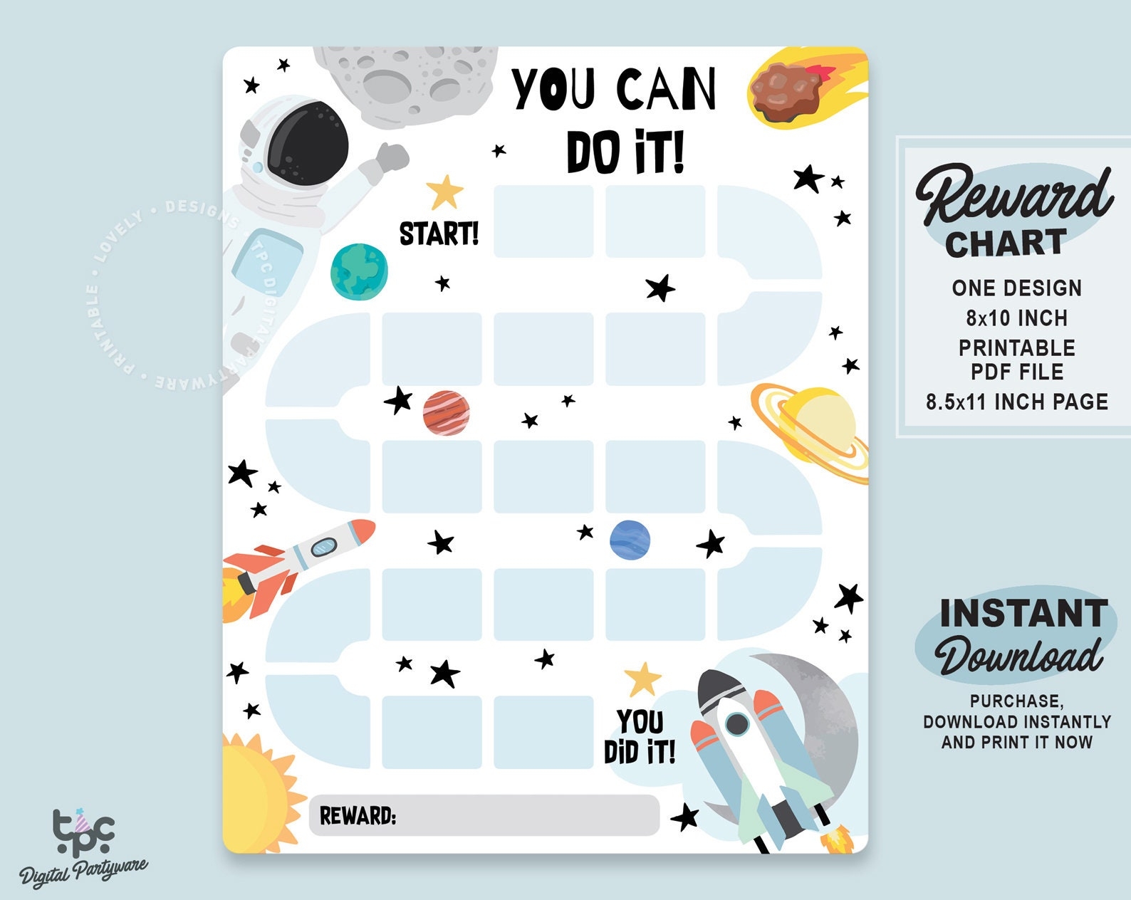 Outer Space Reward Chart Printable Astronaut Behavior Chart Daily Chore Chart Rocket Planets Kids Routine Tracker Stars Sticker Etsy