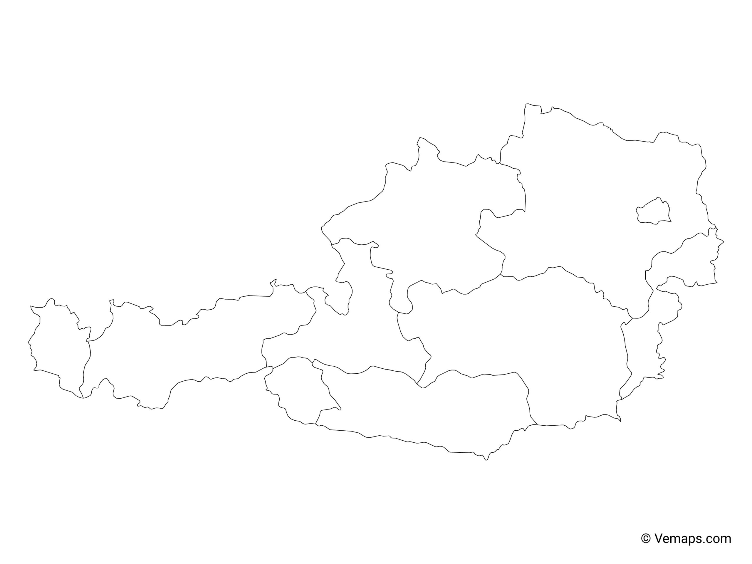 Outline Map Of Austria With States Free Vector Maps