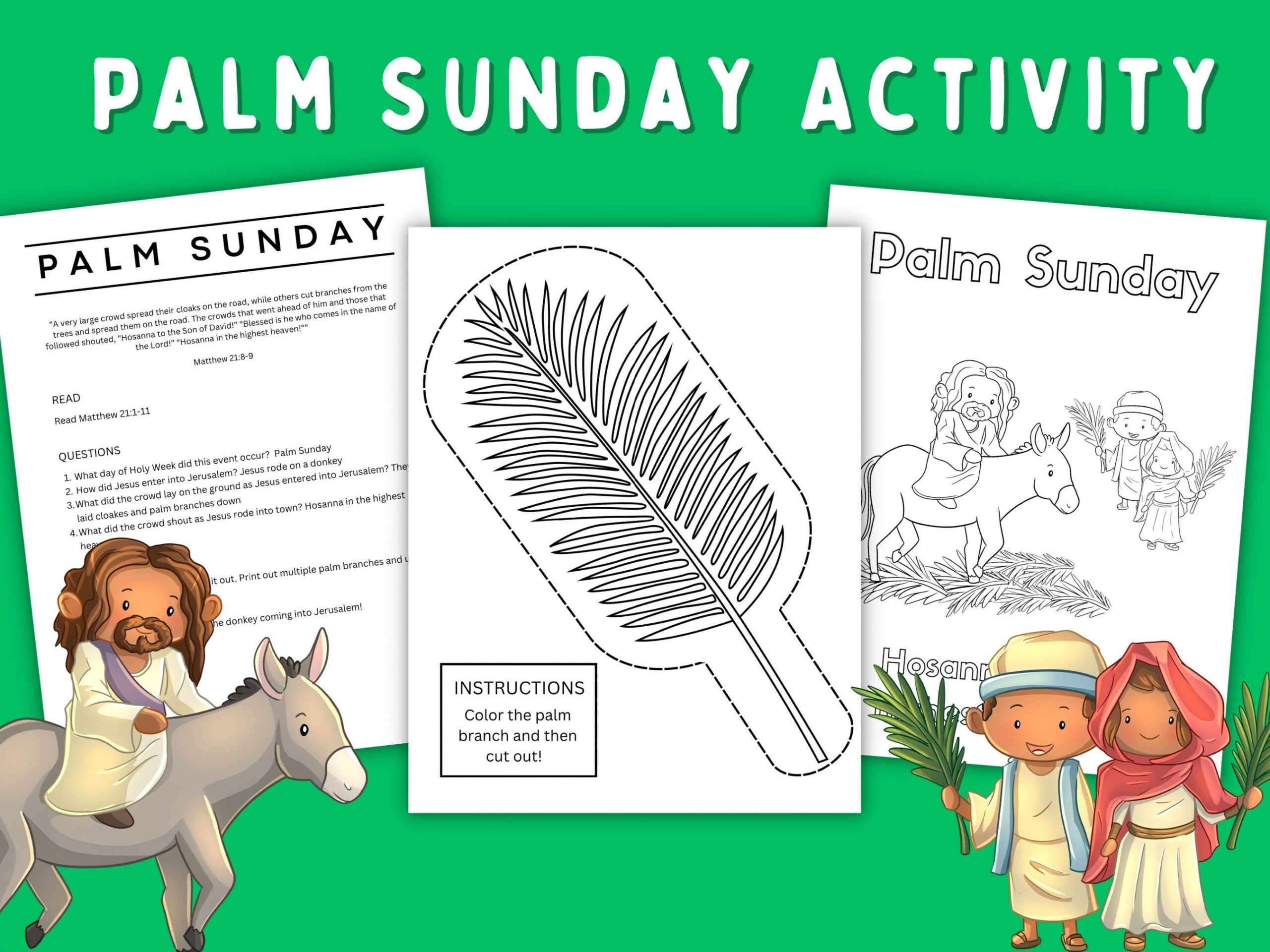 Palm Sunday Activity Kids Lent Easter Story Activity Kids Holy 