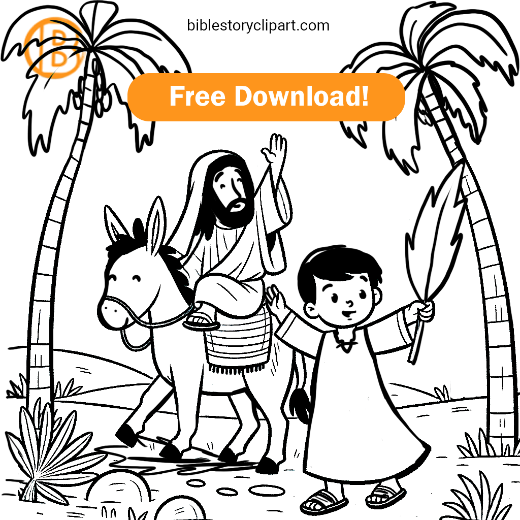 Palm Sunday Coloring Page Bible Story Clipart