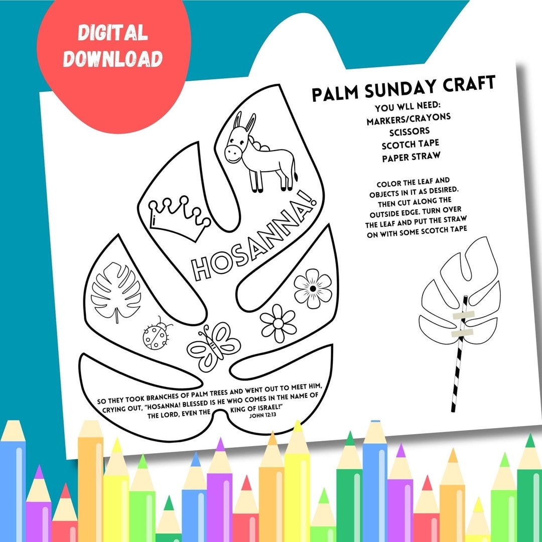 Palm Sunday Palm Leaf Kids Craft Sunday School Holy Week Activity Holy Week For Kid s Printable Palm Sunday Craft Etsy
