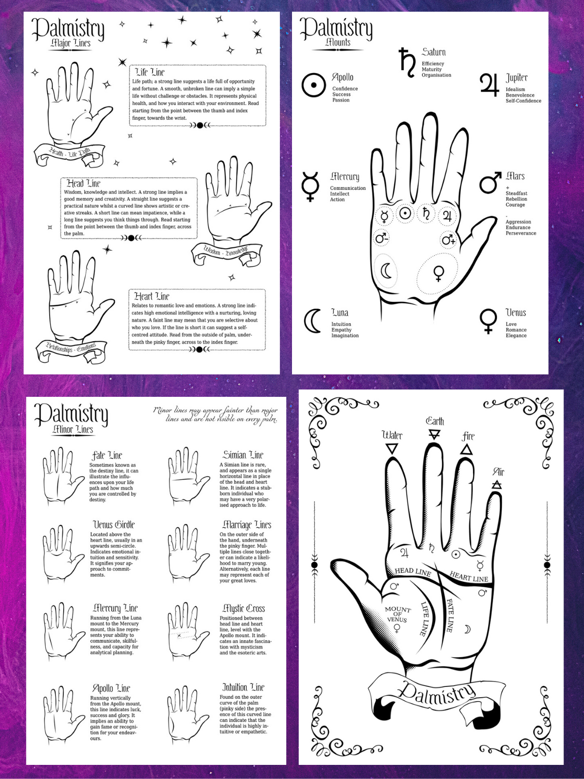 Palmistry Guide Printable Grimoire Pages