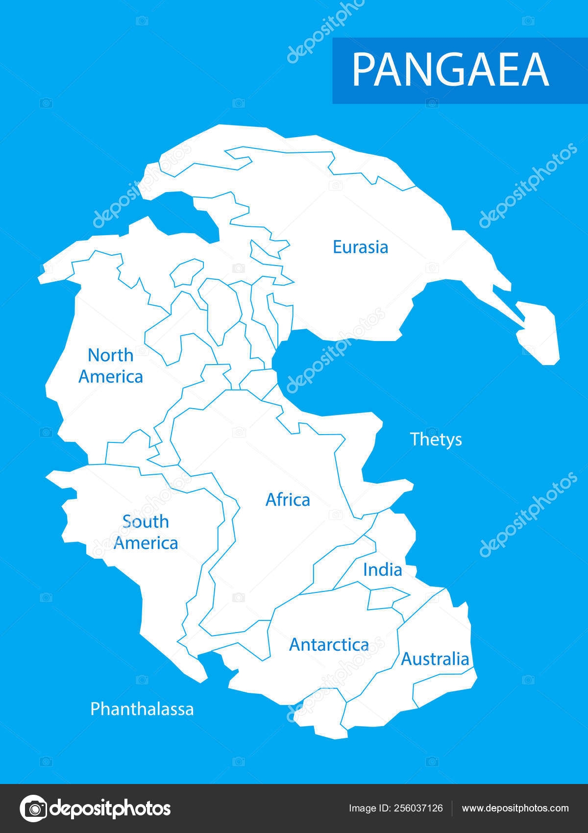 Pangaea Or Pangea Vector Illustration Of Supercontinent That Existed During The Late Paleozoic And Early Mesozoic Eras Map In Flat Style Element For Your Design Print Education Poster Stock Vector By tinki v