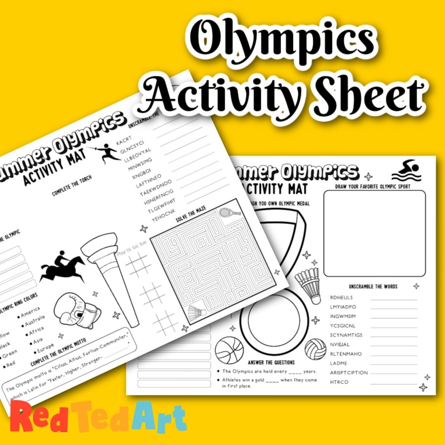 Paris Olympics Activity Sheets 2024 Red Ted Art Kids Crafts