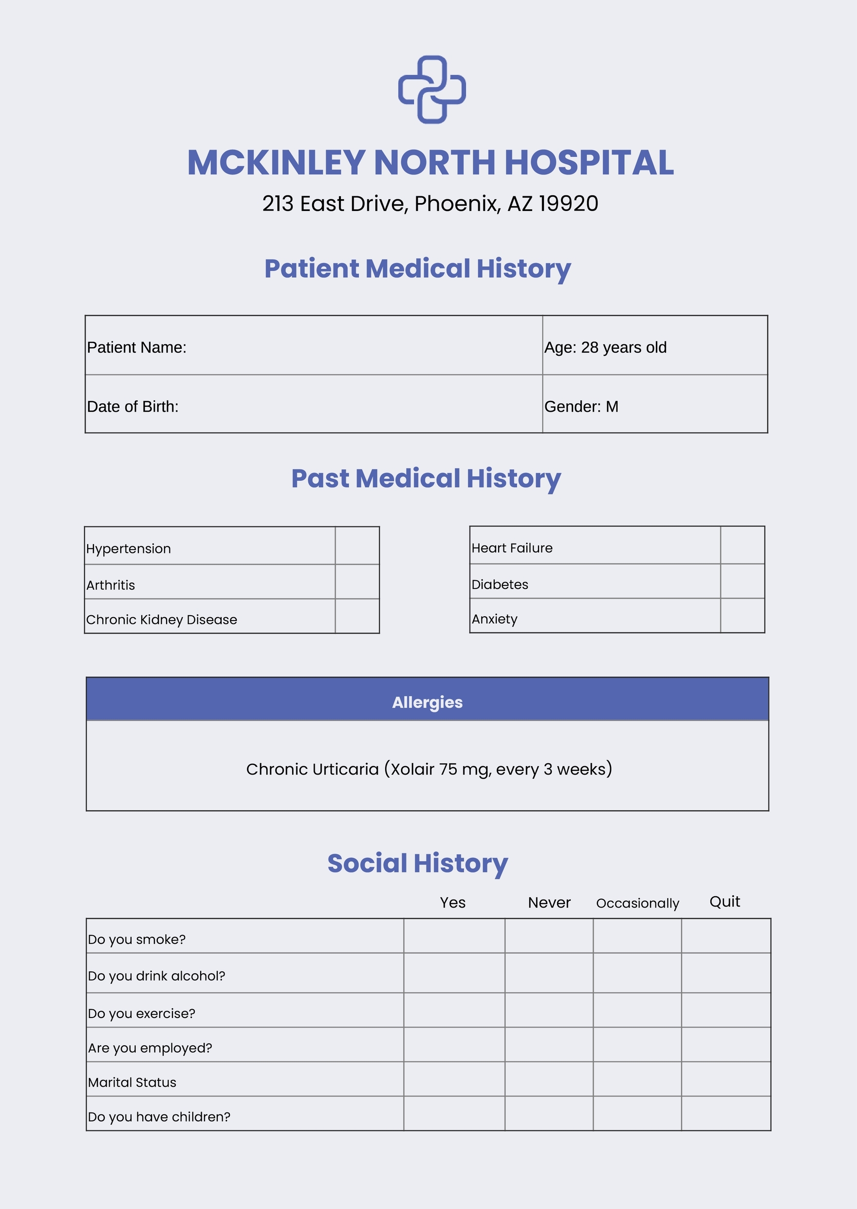 Printable Medical Chart Template