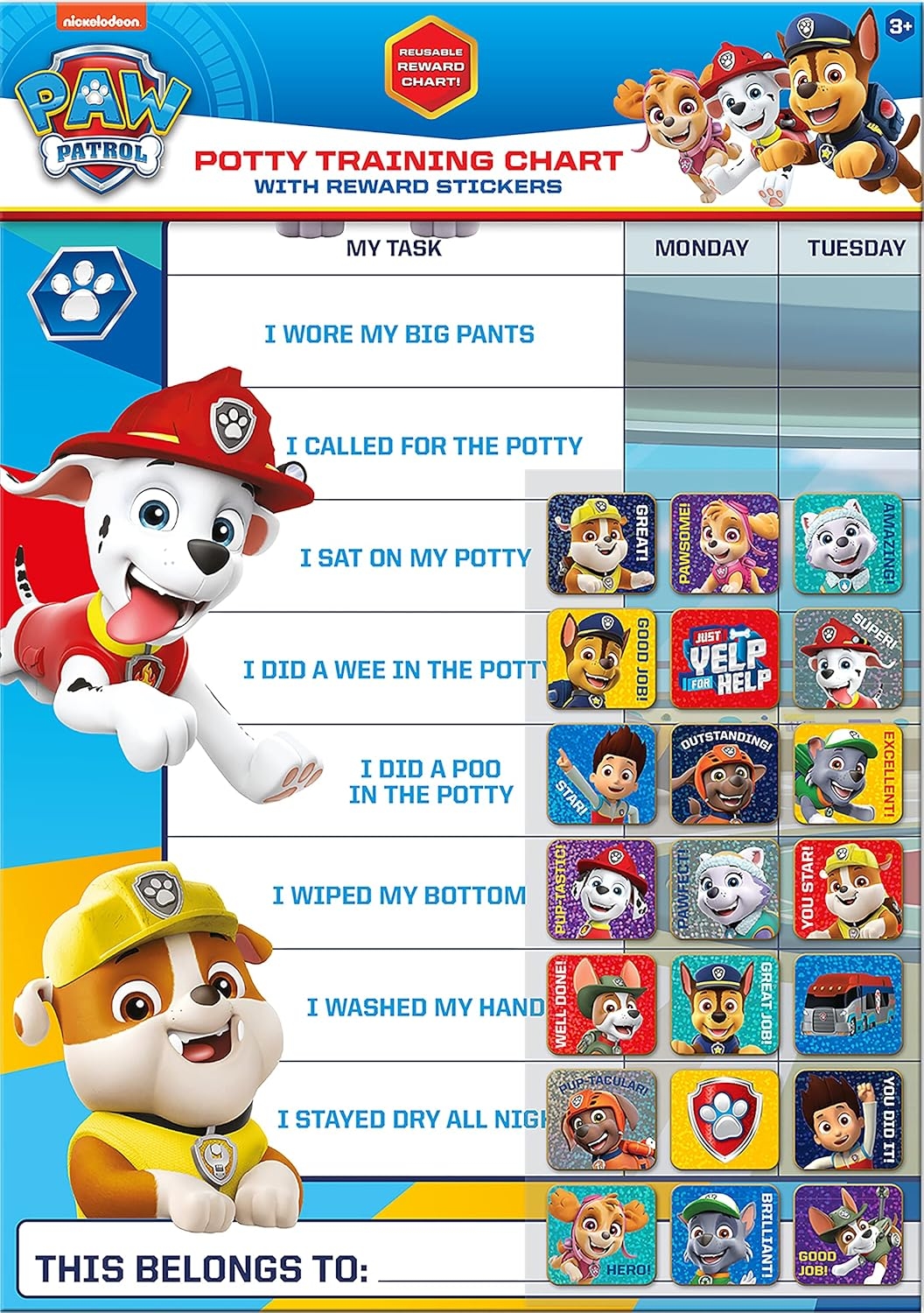 Paw Patrol Printable Potty Chart