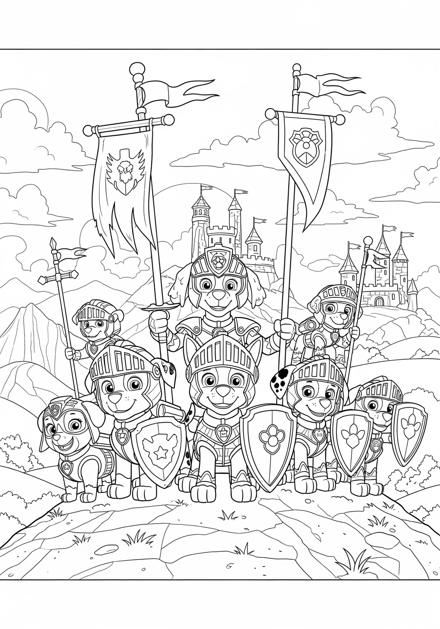 Paw Patrol Rescue Knights Coloring Pages Printable Fun